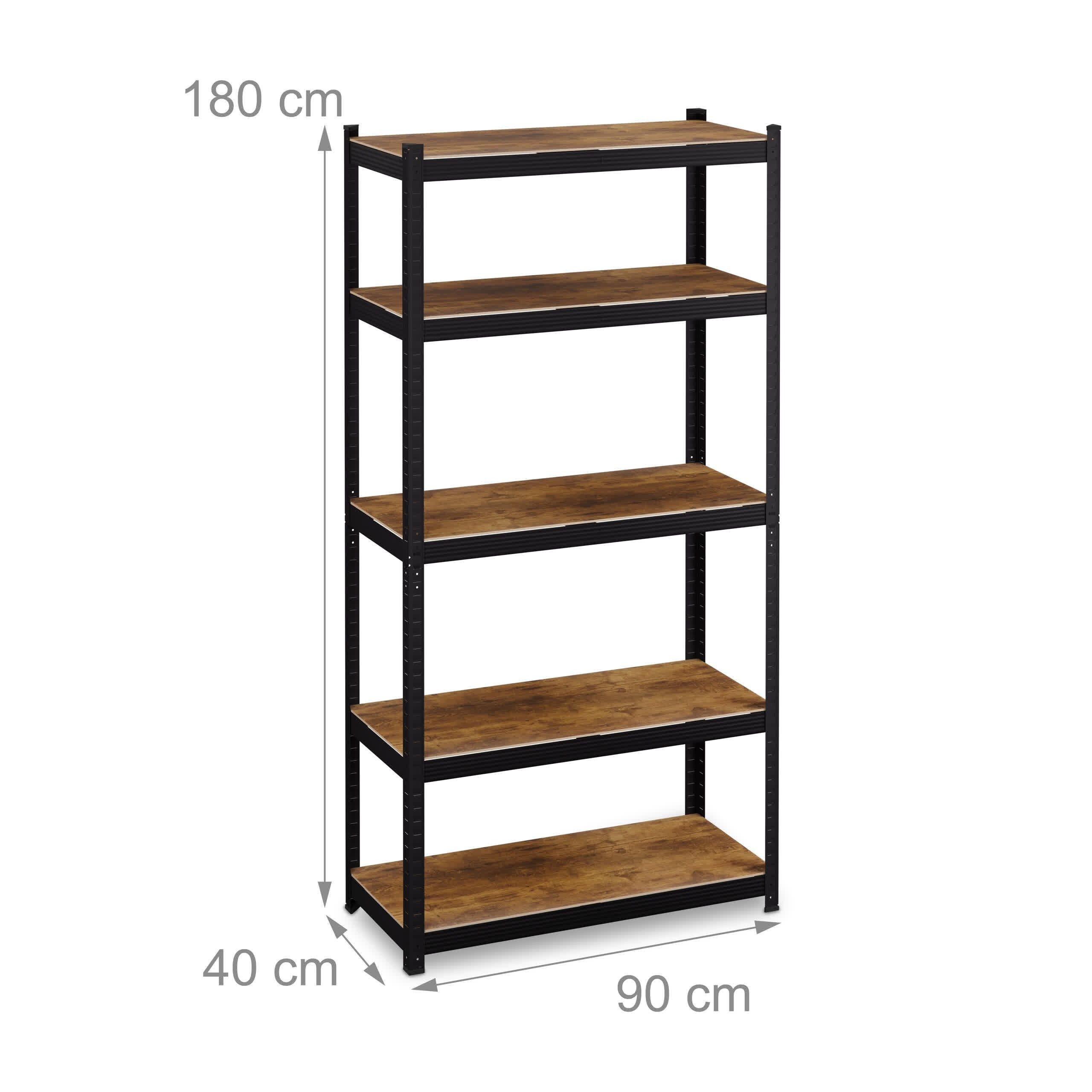 relaxdays Schwerlastregal Mattes Schwerlastregal mit 5 Ebenen, 17-tlg., Holzoptik – Bild 4 von 5