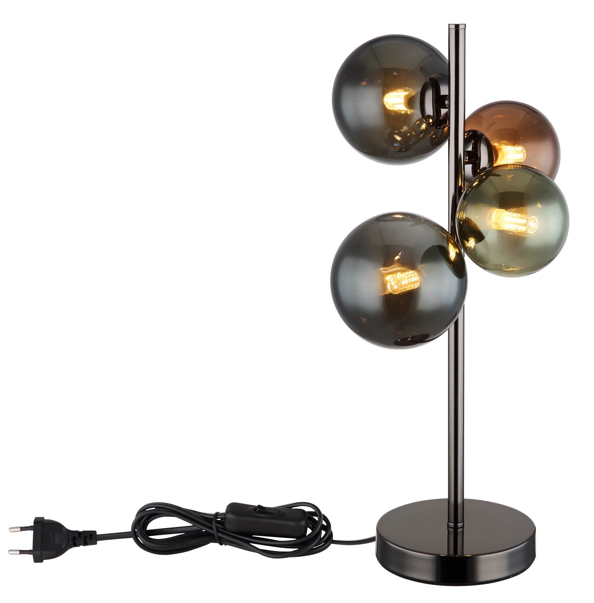 GLOBO LIGHTING LED Tischleuchte RIHA, Leuchtmittel wechselbar, Warmweiß, Nachttischlampe, Flur, Wohnzimmer, Glas, Design