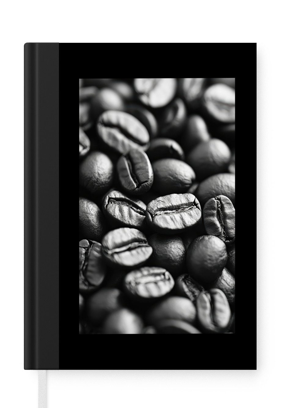 MuchoWow Notizbuch Kaffeebohnen - Schwarz - Vintage, Notebook, Notizblock a5, Tagebuch, Journal Liniert