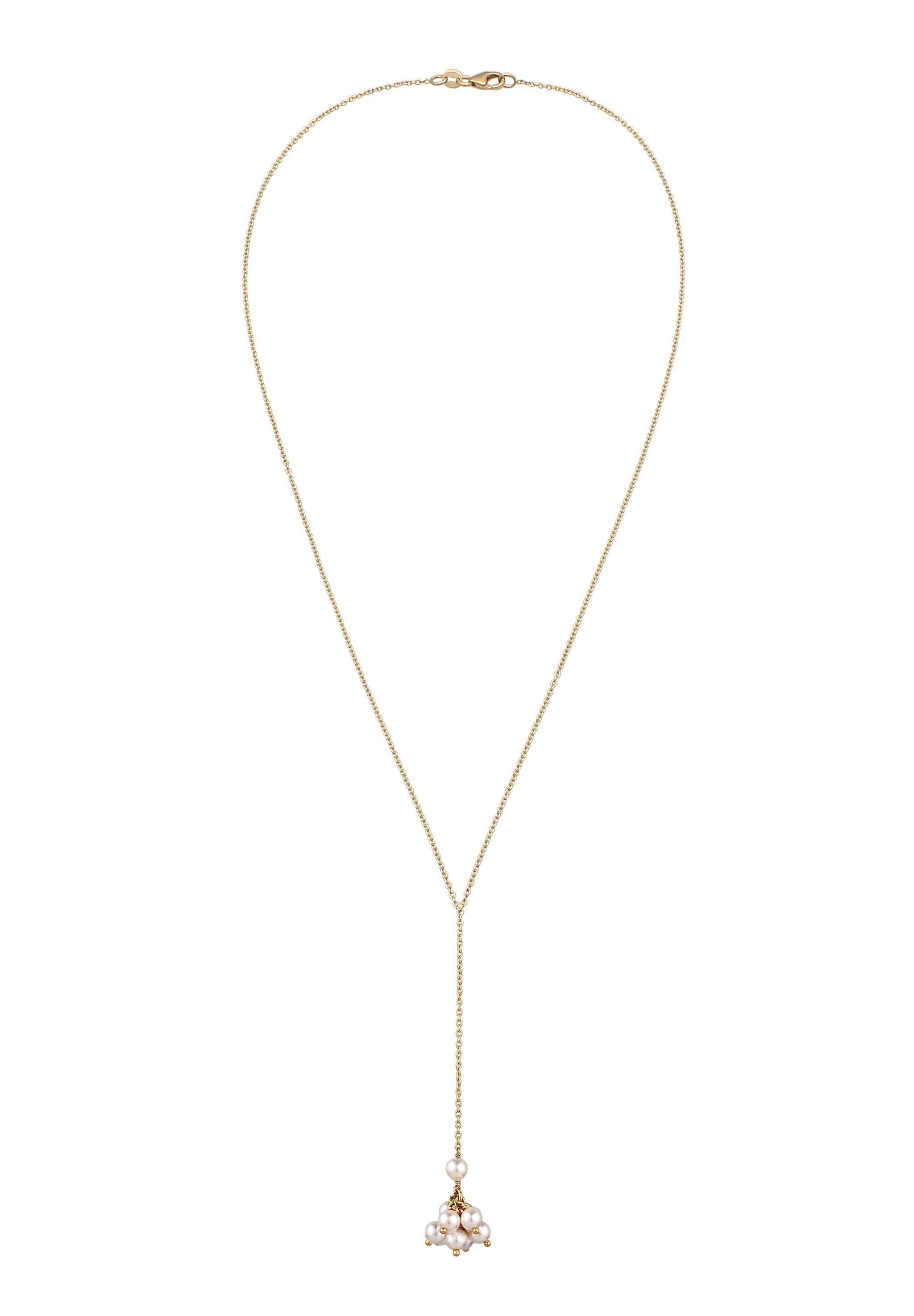 Elli Perlenkette Y-Kette mit Perlen von Swarovski® Weiß 925 Sterling Silber vergoldet