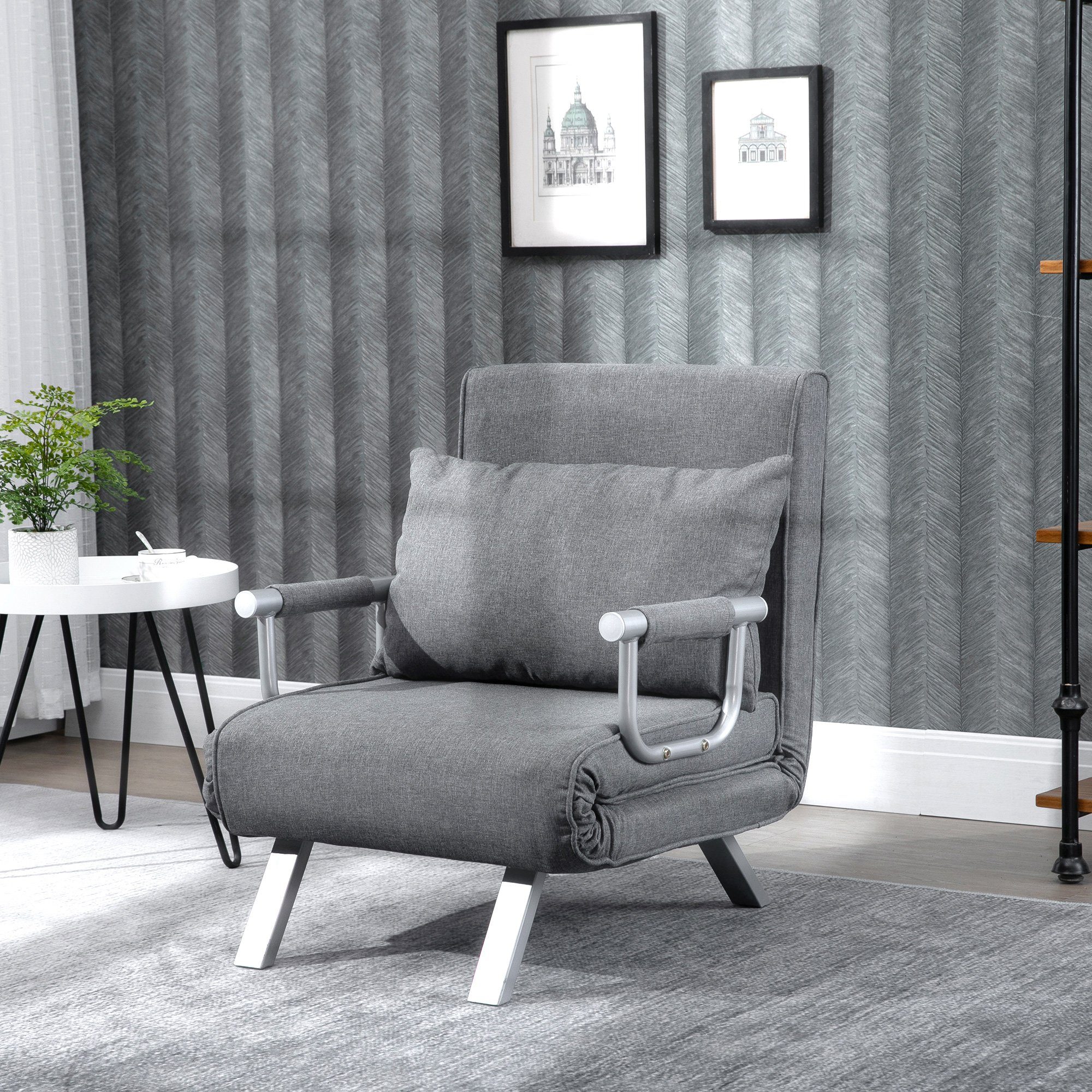 HOMCOM Sessel mit Armlehne, 3-in-1 Gästebett, Klappmatratze, Klappbett (Sch günstig online kaufen