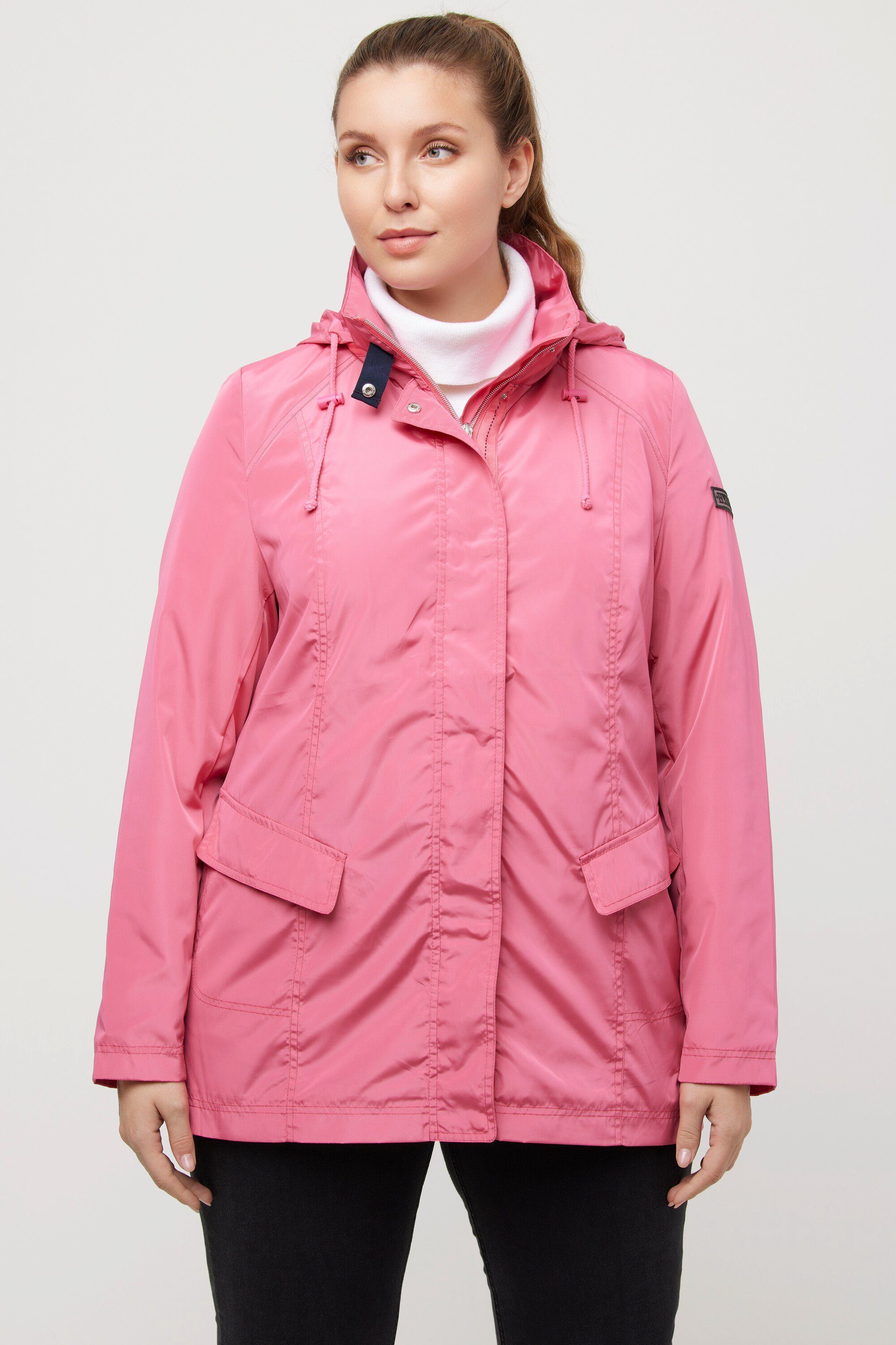 Ulla Popken Funktionsjacke HYPRAR Funktionsjacke Stehkragen Kapuze rosa