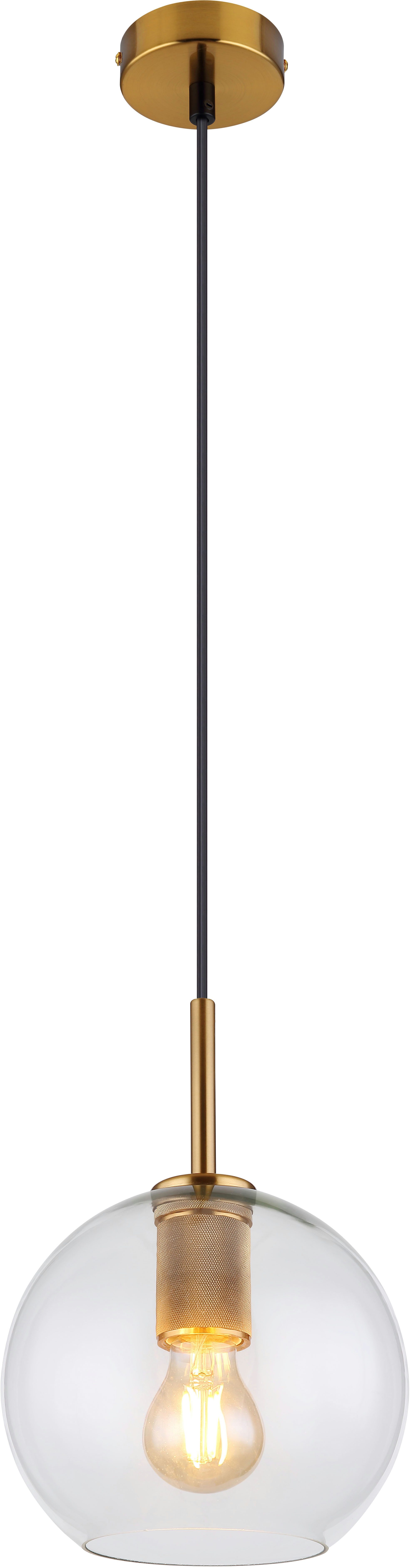 GLOBO LIGHTING Hängeleuchte ADARA, ohne Leuchtmittel, Hängelampe/messingfarben/Glas klar/ Höhe kürzbar/Wohnzimmer