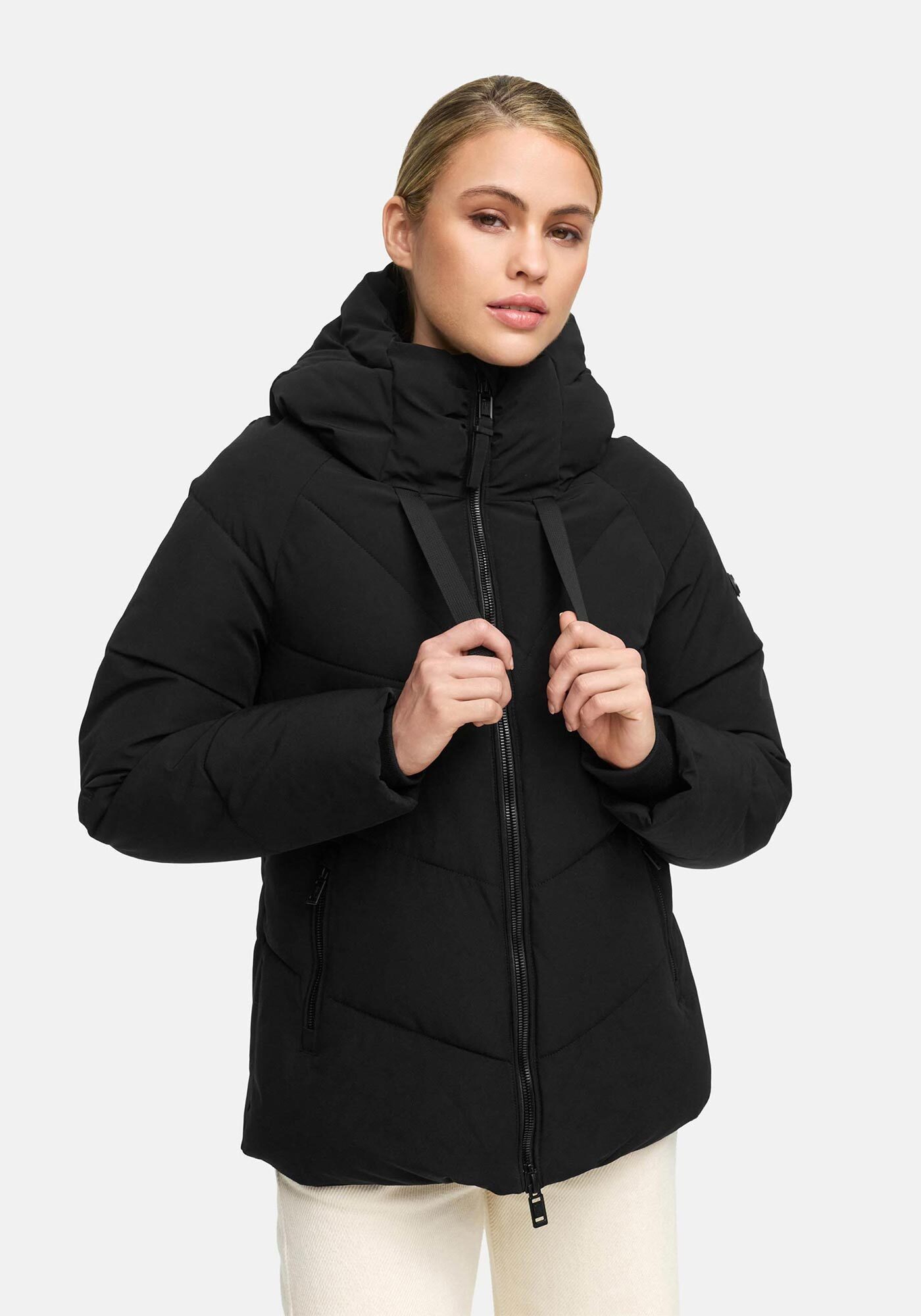 Marikoo Winterjacke Kwamee Schräg gesteppte Winterjacke mit fester Kapuze – Bild 3 von 5