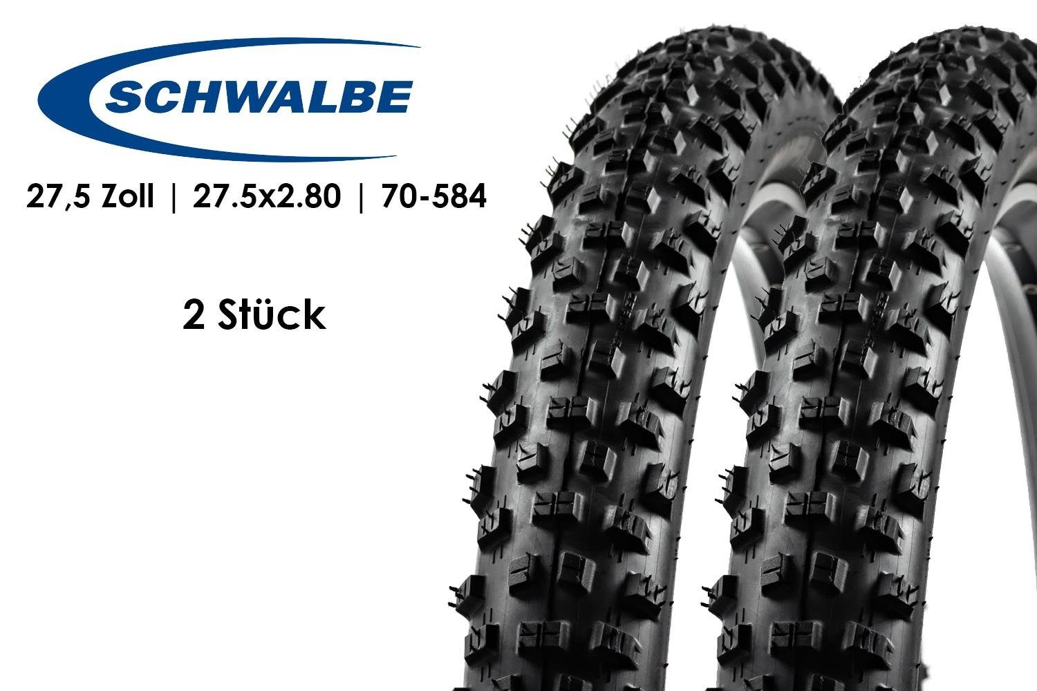 Fahrradreifen 2 Stück 27.5 Zoll Fahrrad FALT Reifen SCHWALBE 27.5x2.80 MTB 70-584