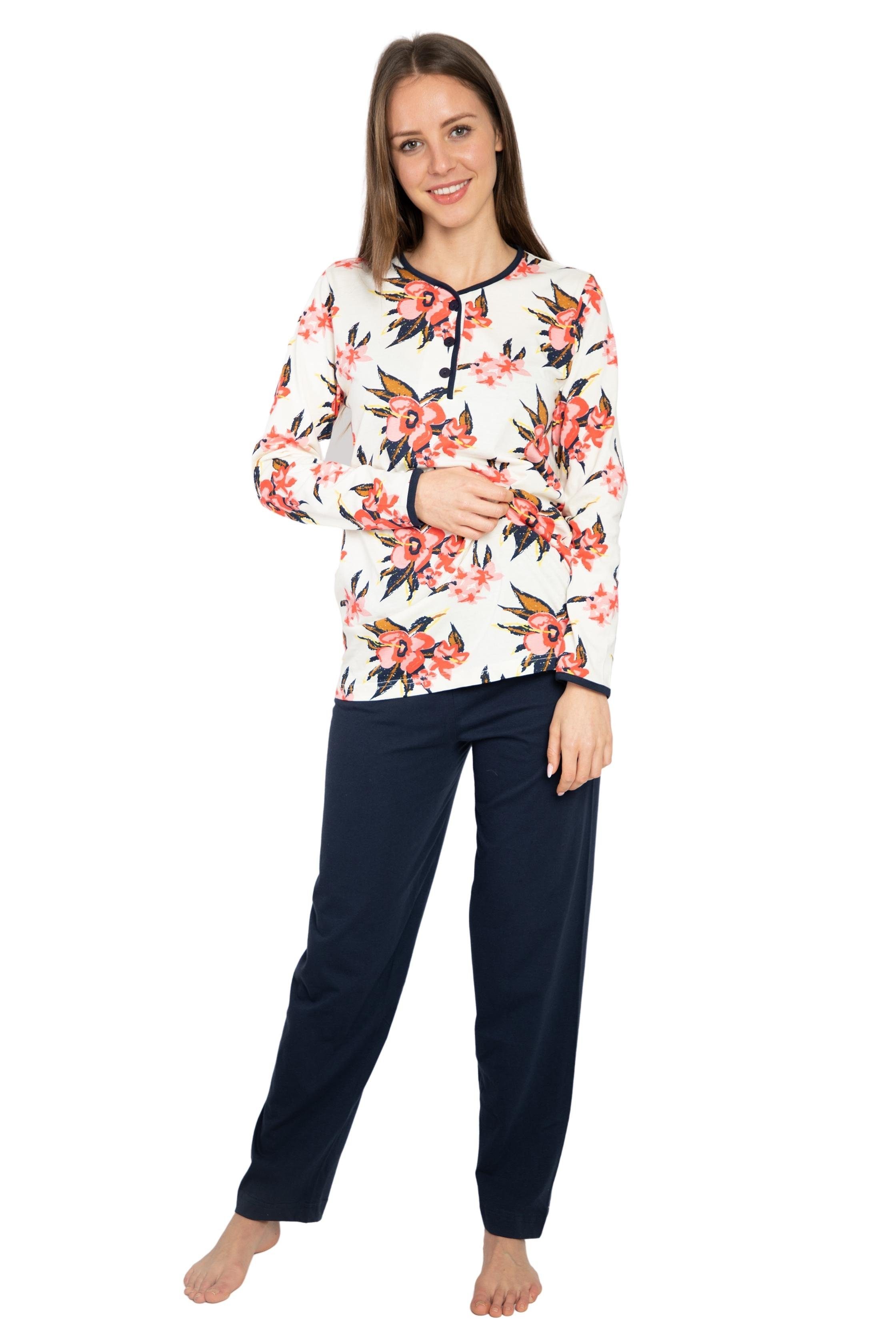 Pyjama Damen Pyjama Schlafanzug Langarm
