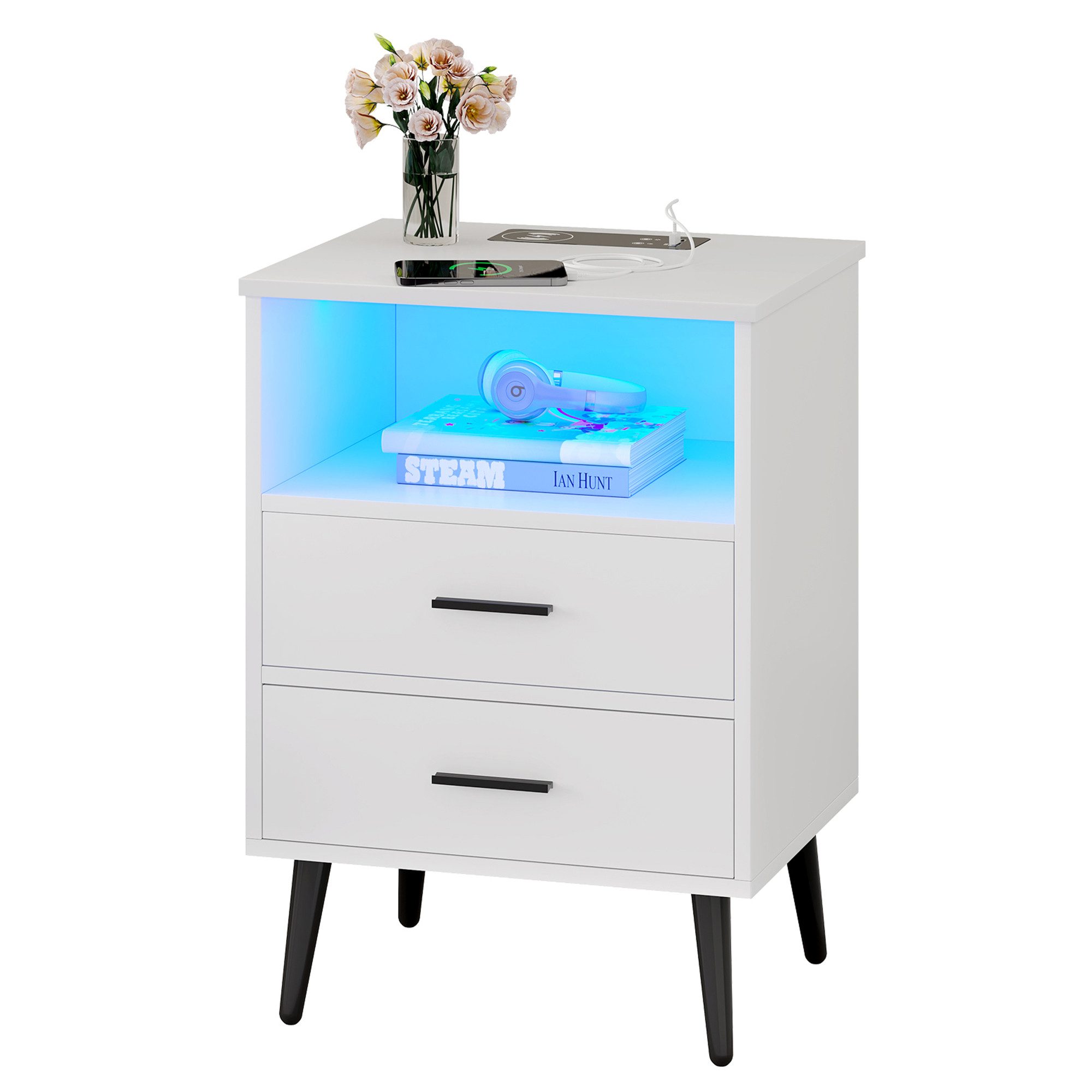 LVSOMT Nachttisch mit Beleuchtung LED und günstig online kaufen