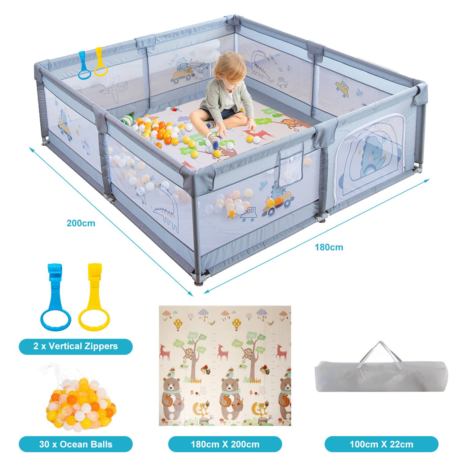 FOXSPORT Laufstall, Baby Laufgitter mit Spielmatte günstig online kaufen