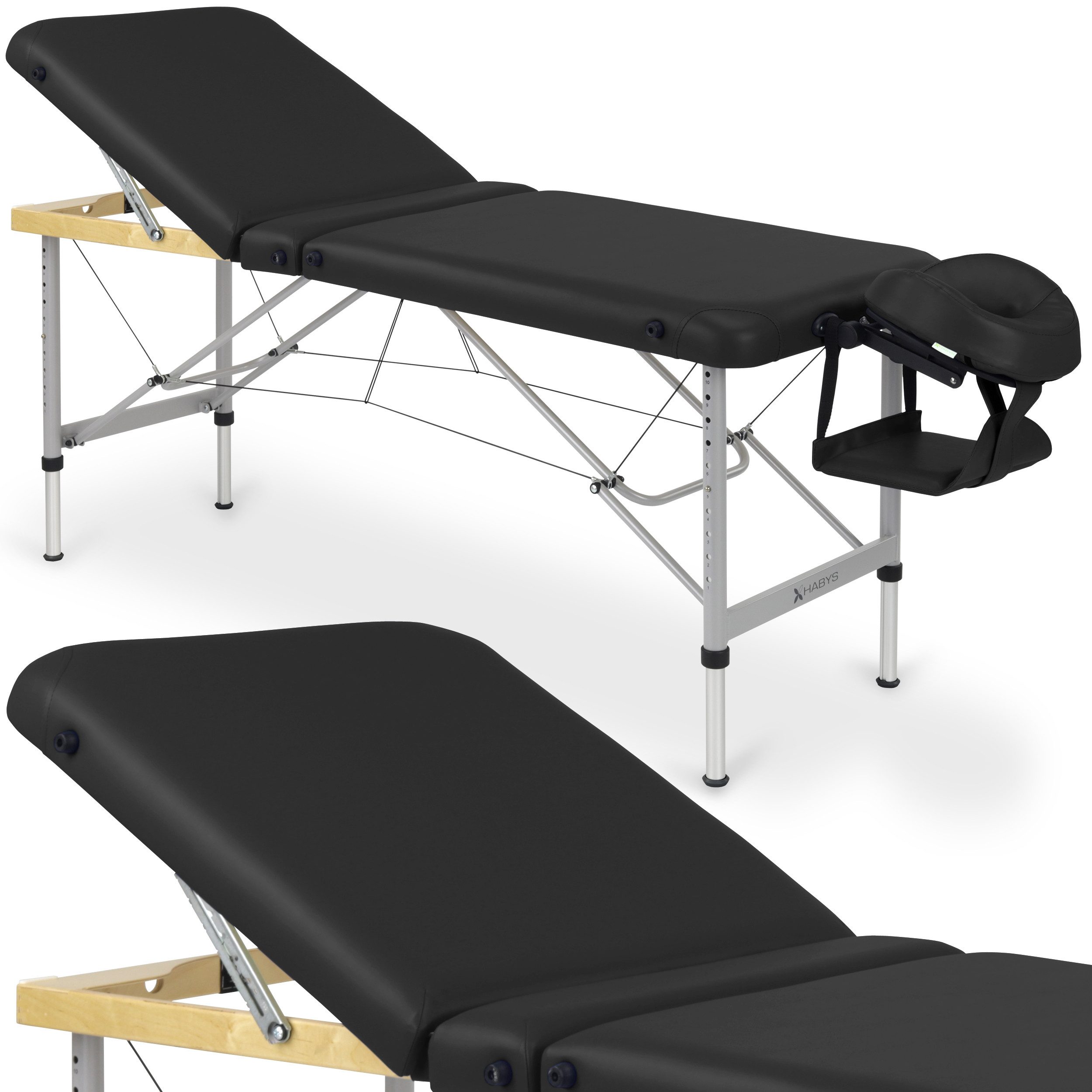 Habys Massageliege Aero Plus Mobile Massagetisch Tragebares Verstellbar Schwarz 60 cm