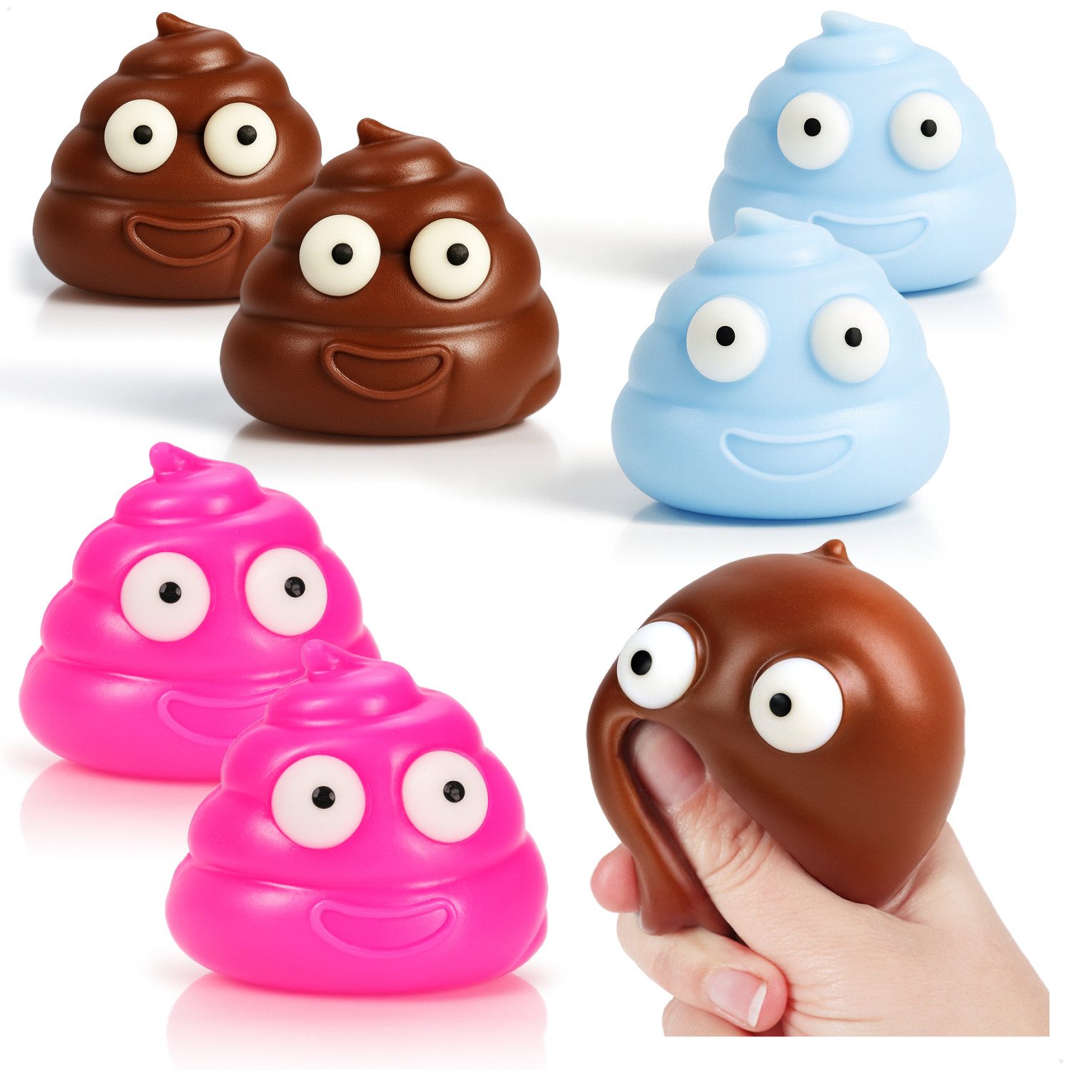 com-four Anti-Stress-Ball Anti Stress Quetschbälle - (6-St), Squeeze Spielzeug zur Entspannung für Kinder und Erwachsene