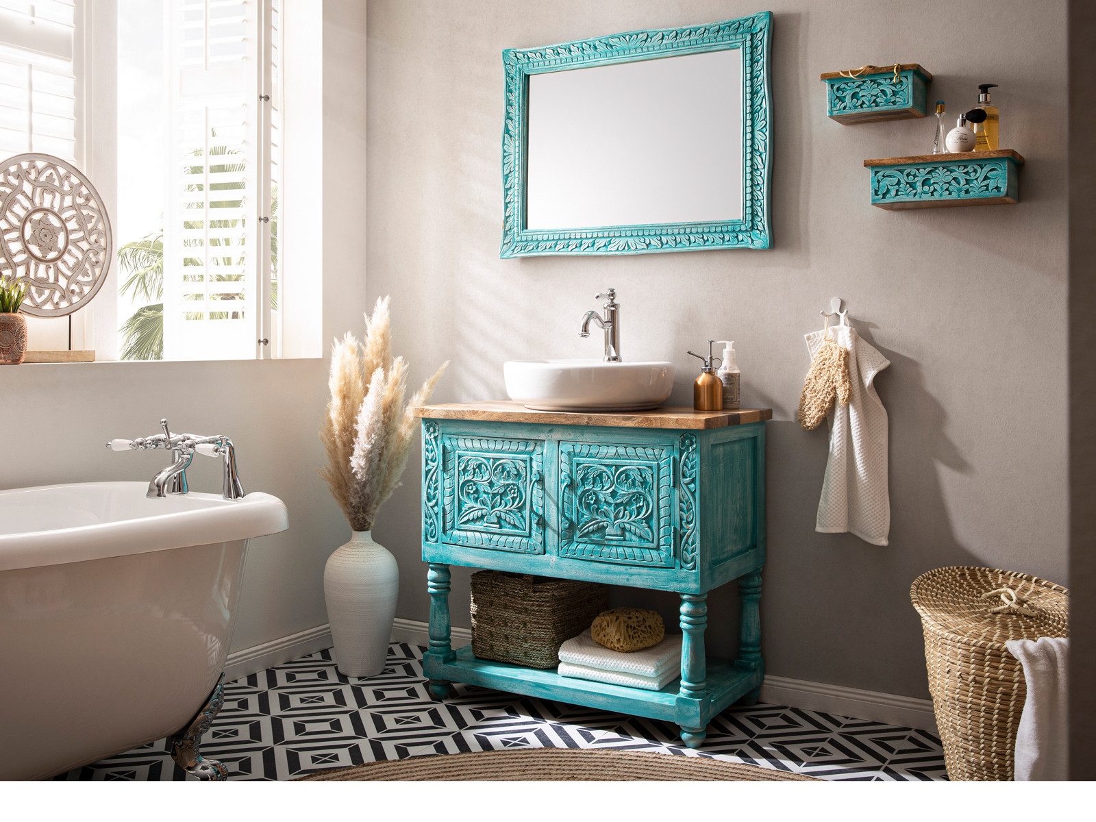 massivum Wandboard Santa Cruz 33cm Massivholz Mediterran blau