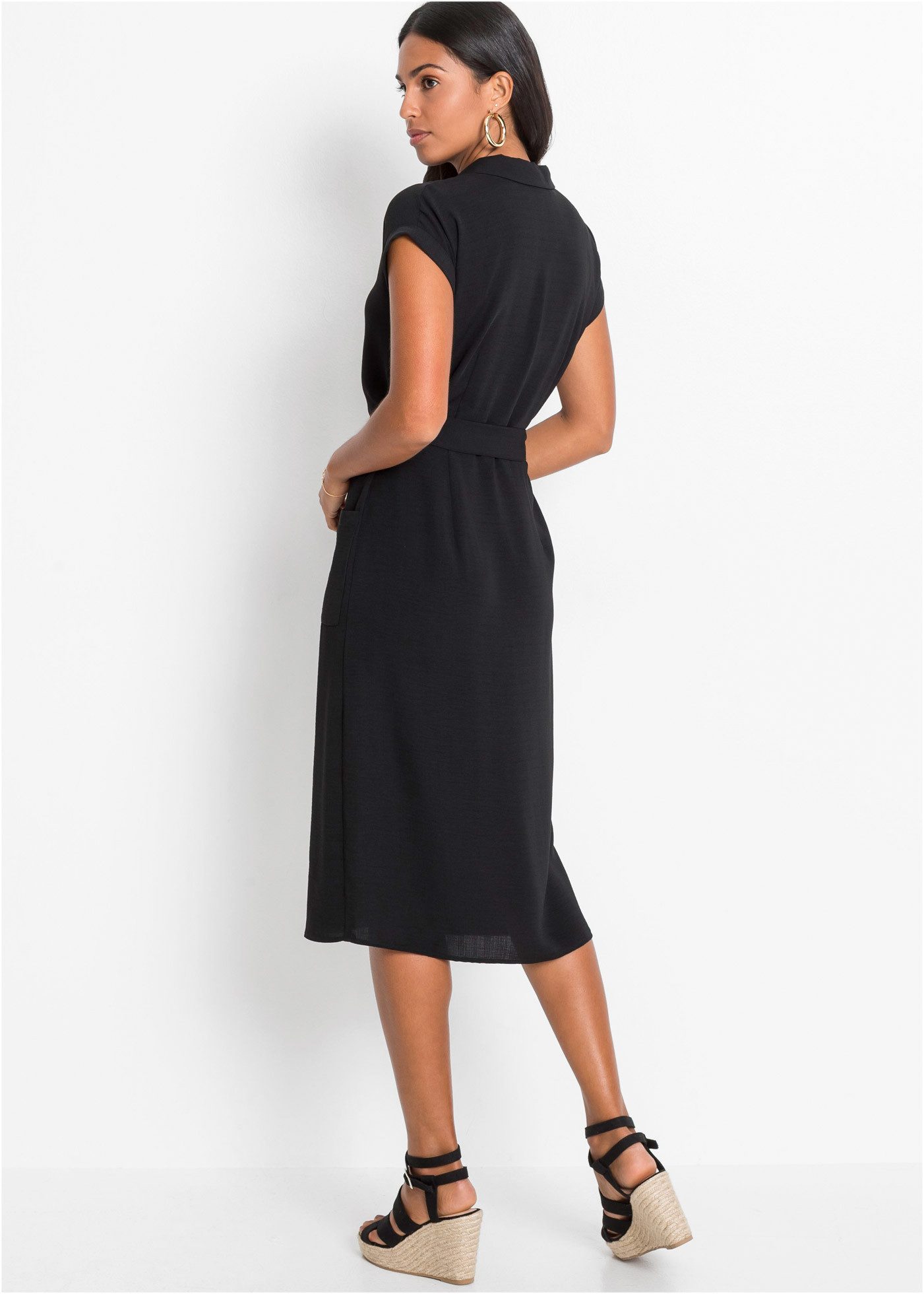 bonprix Blusenkleid eleganter Stil, mit kurzem Arm, mit Reverskragen