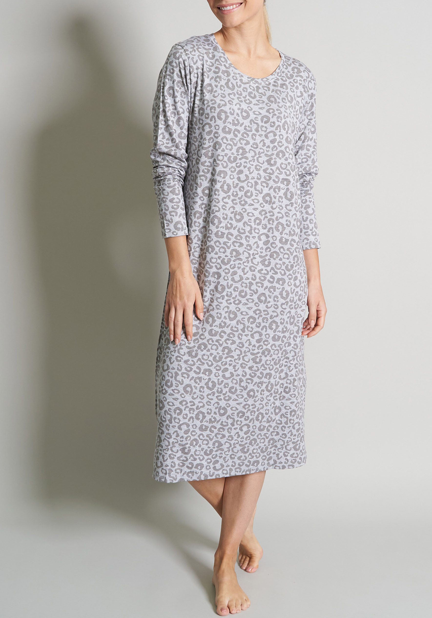 TOM TAILOR Nachthemd Victoria Mit Print, 3/4-Ärmel, Rundhalsausschnitt, feminin, Viskosemix