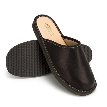 Home & Joy Premium Leder Hausschuh (aus Leder, rutschfest, bequem, weich, leicht, atmungsaktiv) Damen & Herren Pantoffeln Latschen Schlappen Slipper Pantoletten