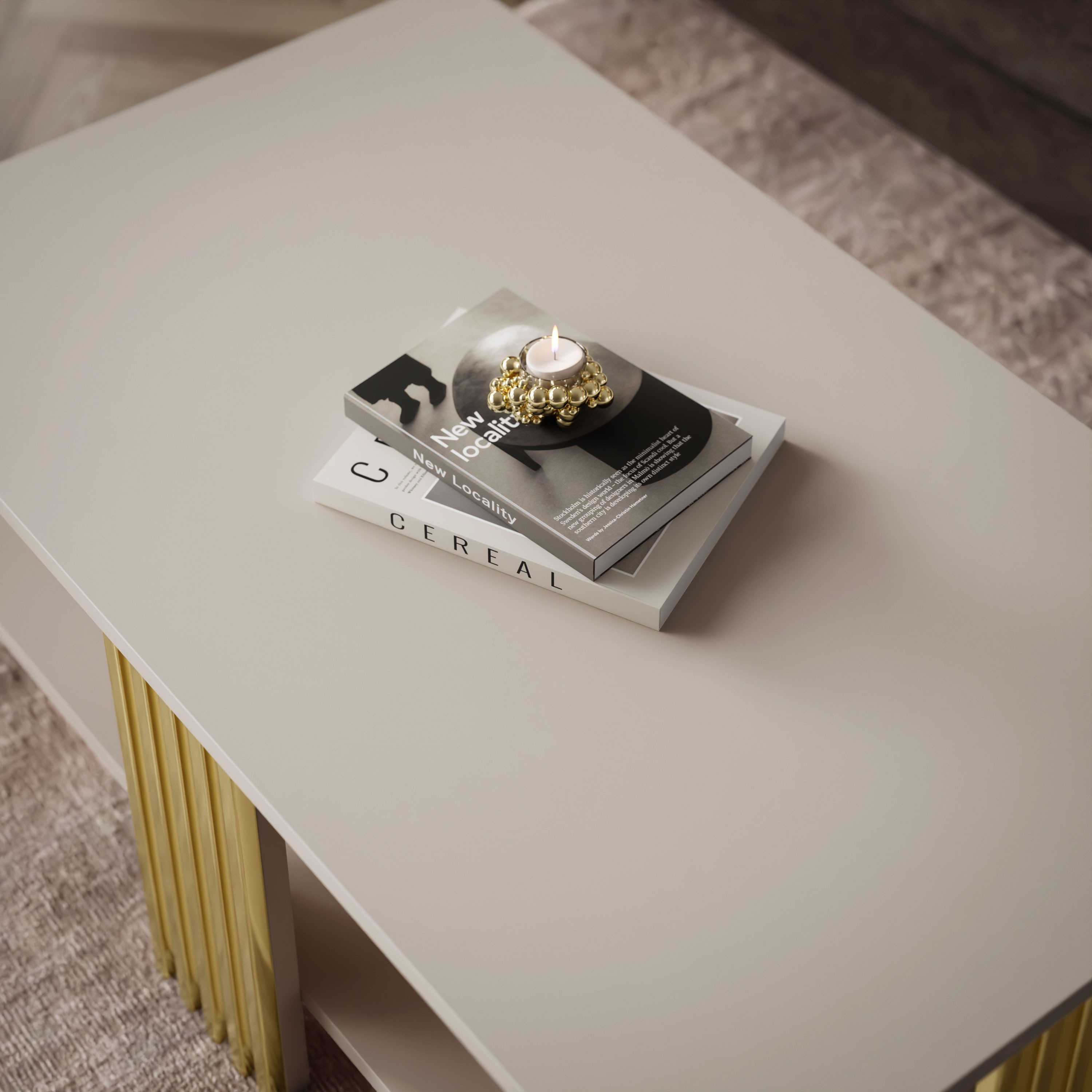 Lookway Couchtisch SAPHIRA GOLD mit Ablage (1 Tisch)