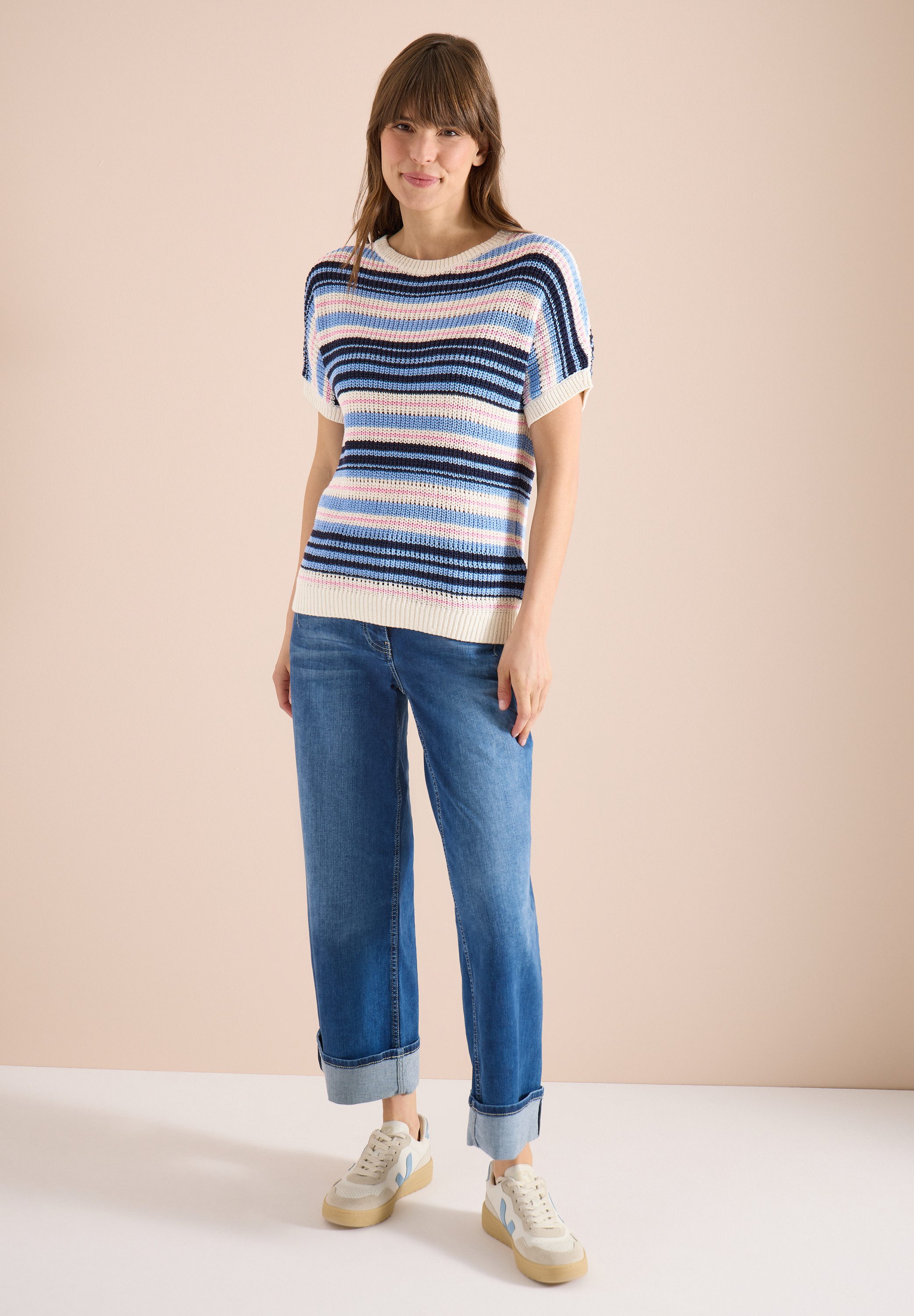 CECIL Kurzarmpullover mit Elastiksaum