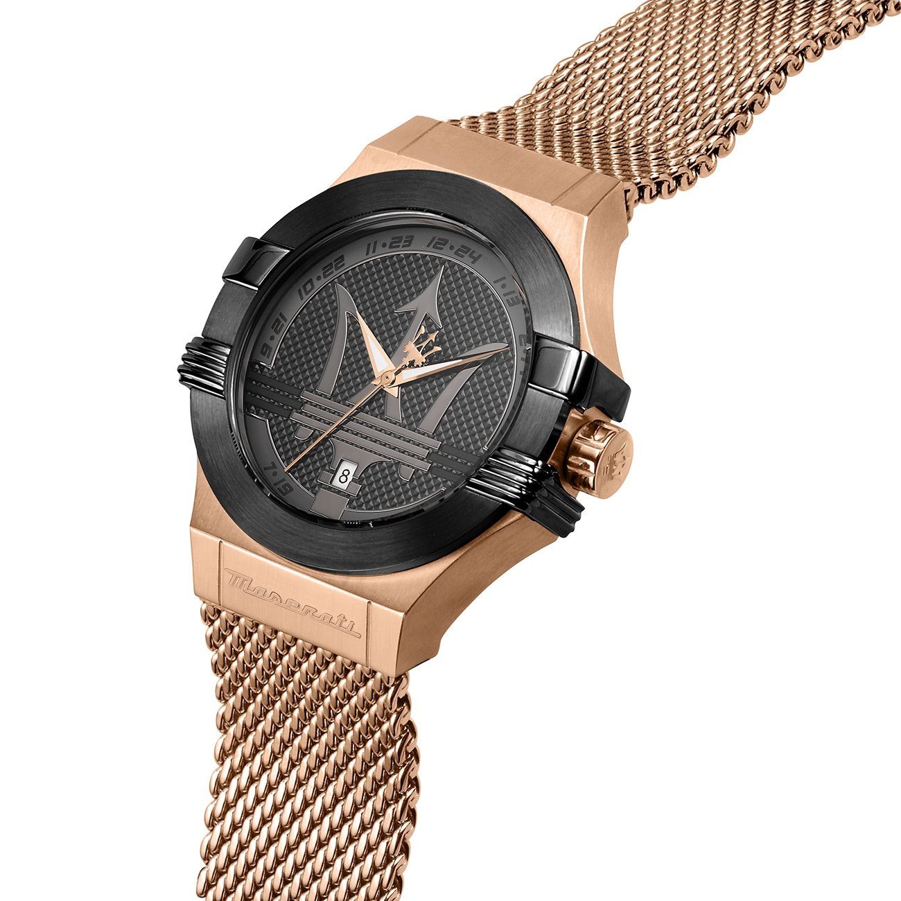 MASERATI Quarzuhr Maserati Unisex Uhr POTENZA, (Analoguhr), Herren, Damenuhr rund, groß (ca. 40mm) Edelstahlarmband, Made-In Italy