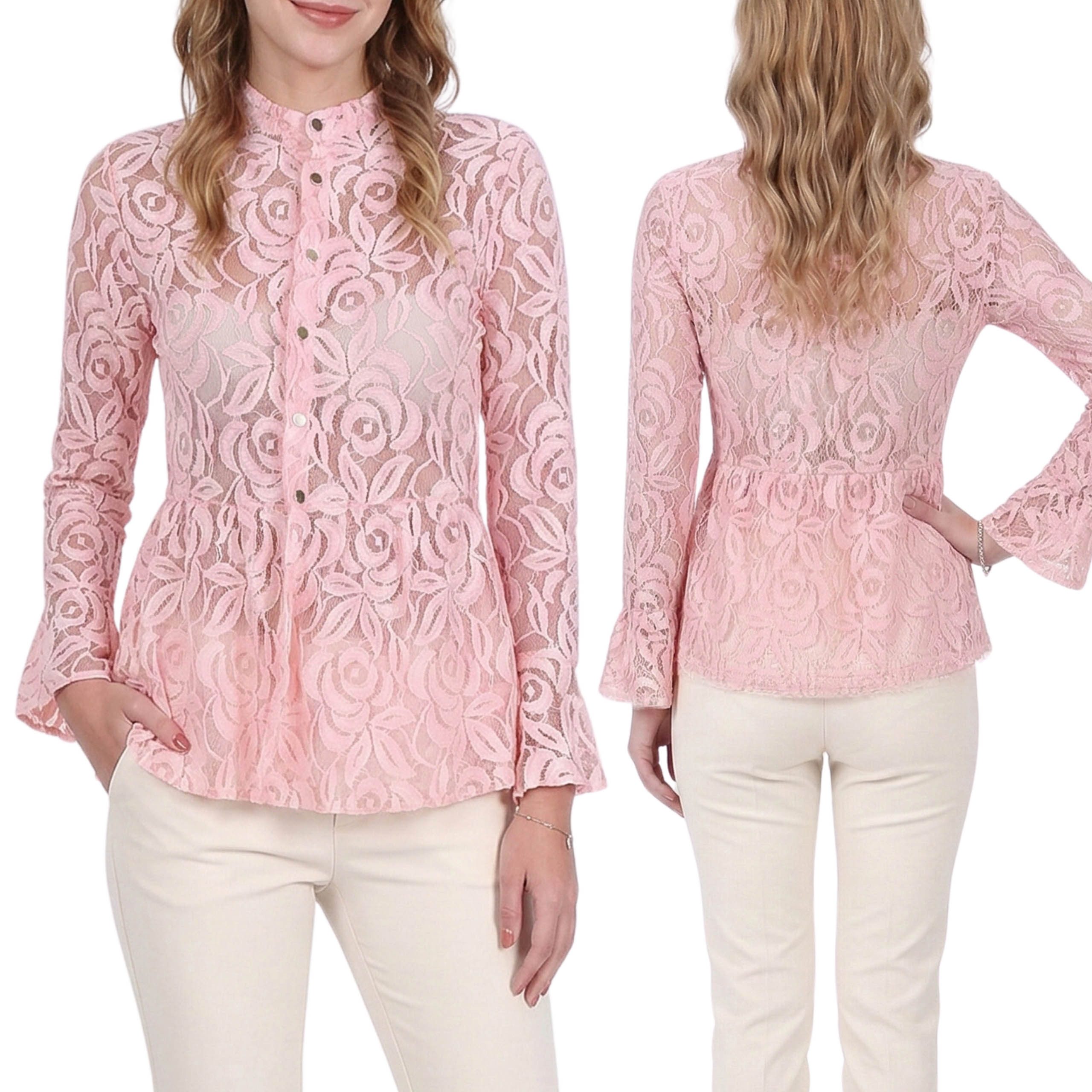 Sarcia.eu Blusentop John Zack Hellpinke Bluse aus Spitze