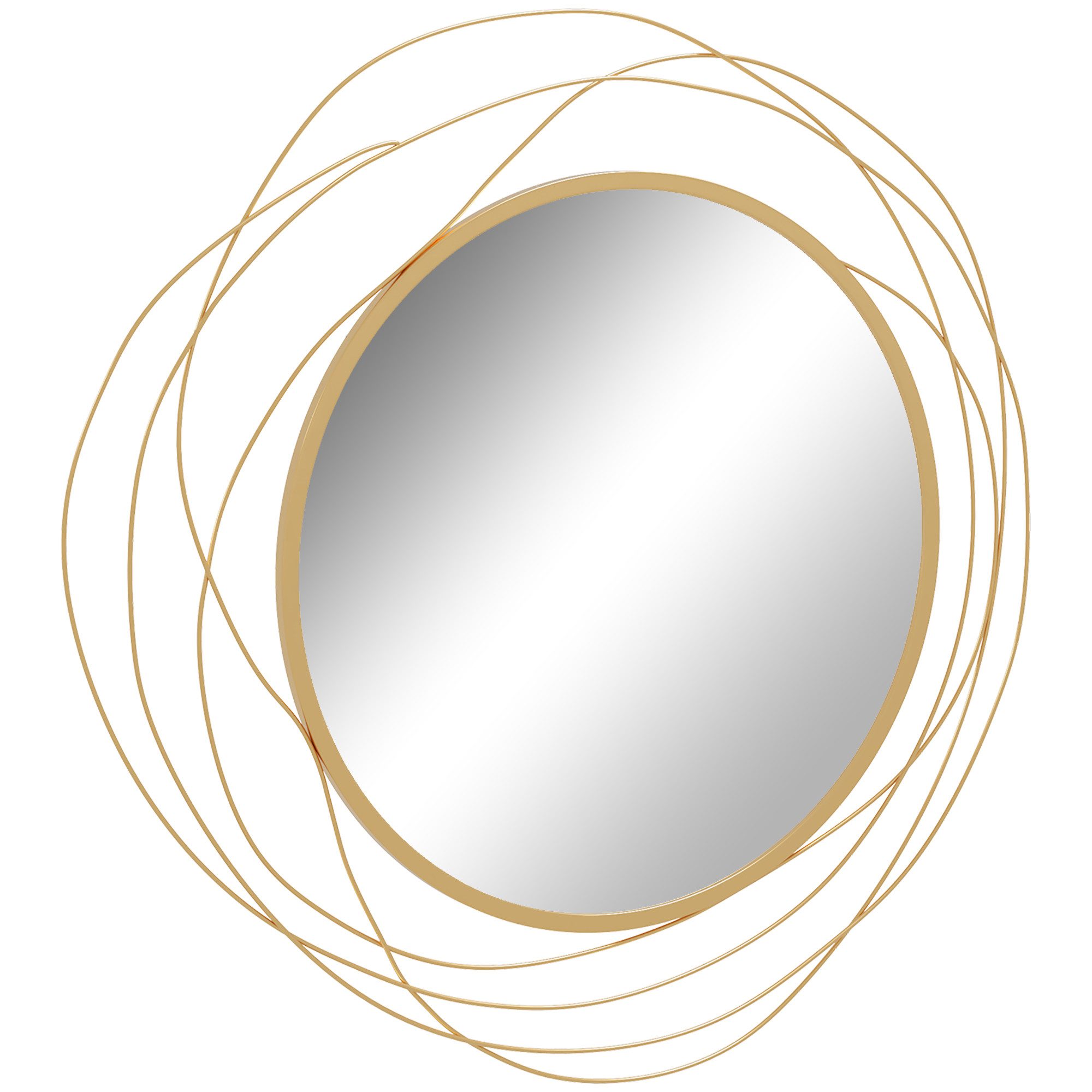 furnicato Wanddekoobjekt Wandspiegel rund Metallrahmen Φ65 cm Gold (1 St)