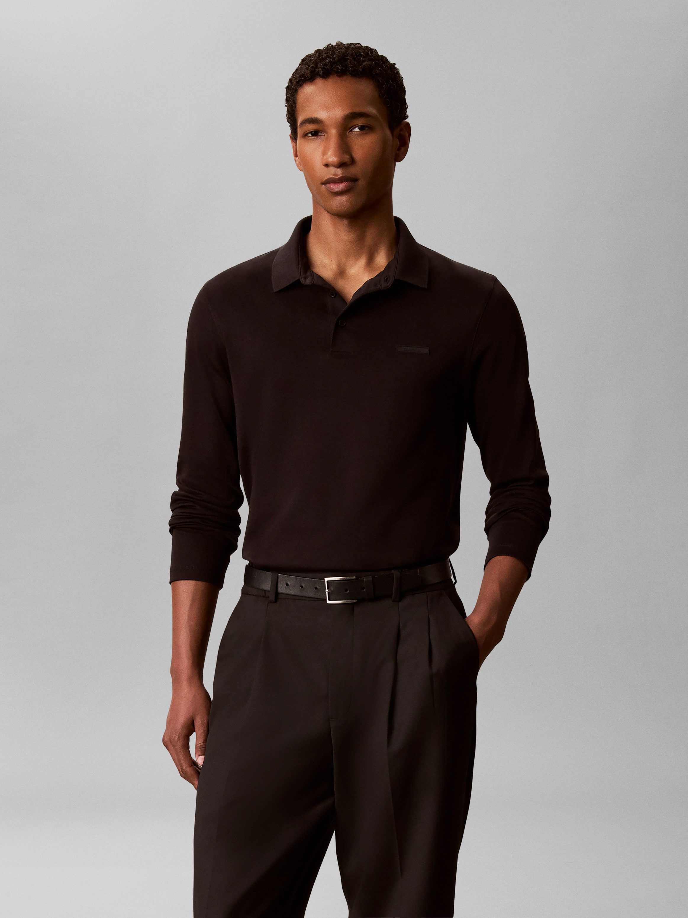 Calvin Klein Jeans Langarm-Poloshirt Polokragen, Slim Fit, reine Baumwolle