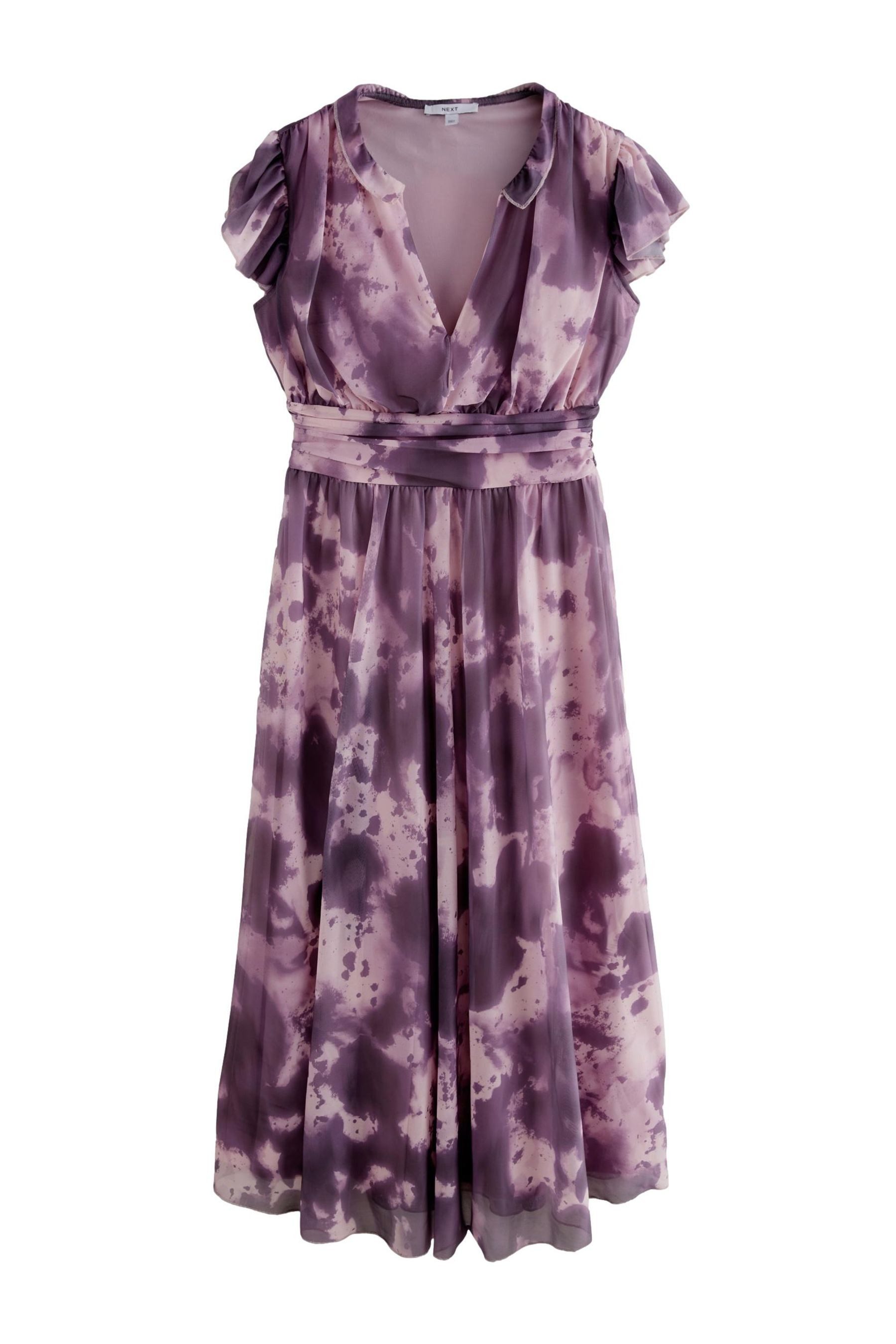 Next Midikleid Plissiertes Mesh-Midikleid mit V-Ausschnitt (1-tlg) günstig online kaufen