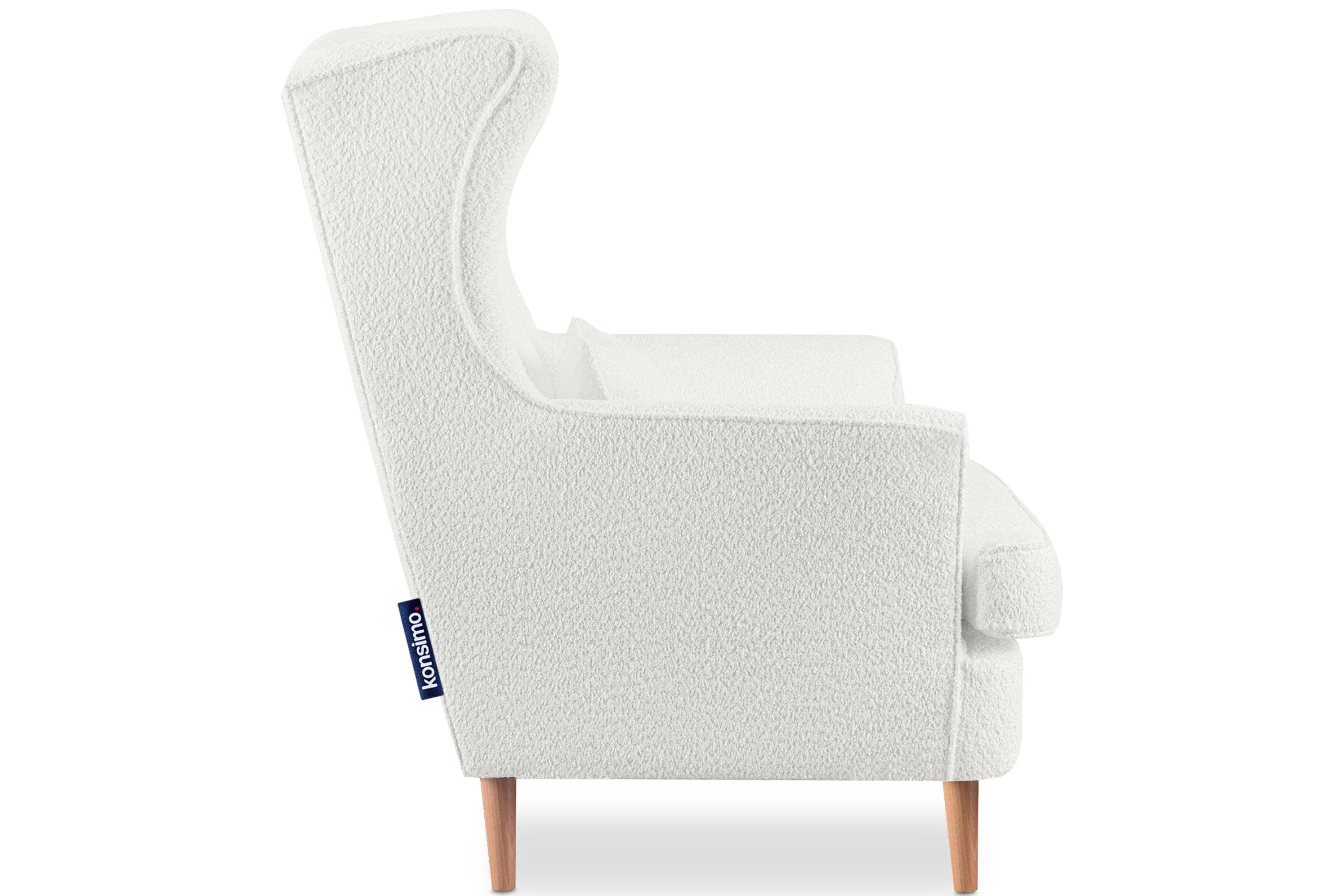 zeitloses Sessel, dekorativem Kissen Ohrensessel Konsimo Design, Füße, hohe STRALIS inklusive