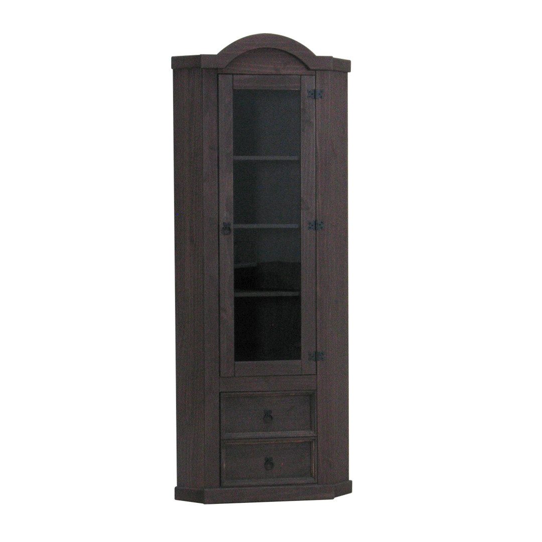 ebuy24 Vitrine New Mexico Eckschrank mit 1 Glastür braun gebeizt