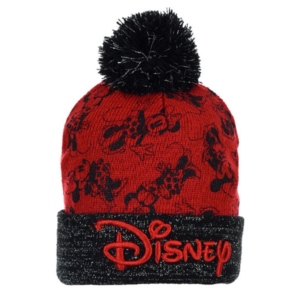 Disney Bommelmütze Disney Minnie Maus 2 tlg Set Kinder Herbst Wintermütze plus Handschuhe (2-St) Bestickt