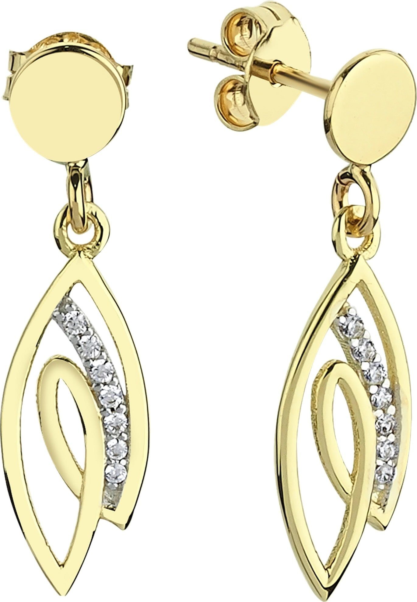 Balia Paar Ohrhänger Balia Damen Ohrhänger 333 Gelbgold (Ohrhänger), Ohrhänger (Blätter) aus 333 Gelbgold - 8 Karat, Farbe: weiß, gold
