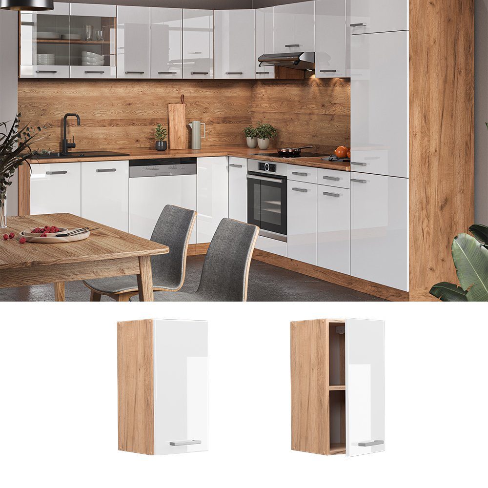 Vicco Hängeschrank R-Line, Weiß Hochglanz/Goldkraft Eiche, günstig online kaufen