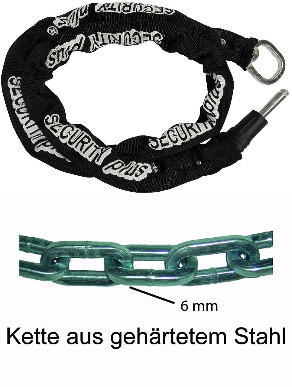 Security Plus Rahmenschloss Rahmenschloss XXL Plus Einsteckkette 100 cm 2 Schlüssel schwarz