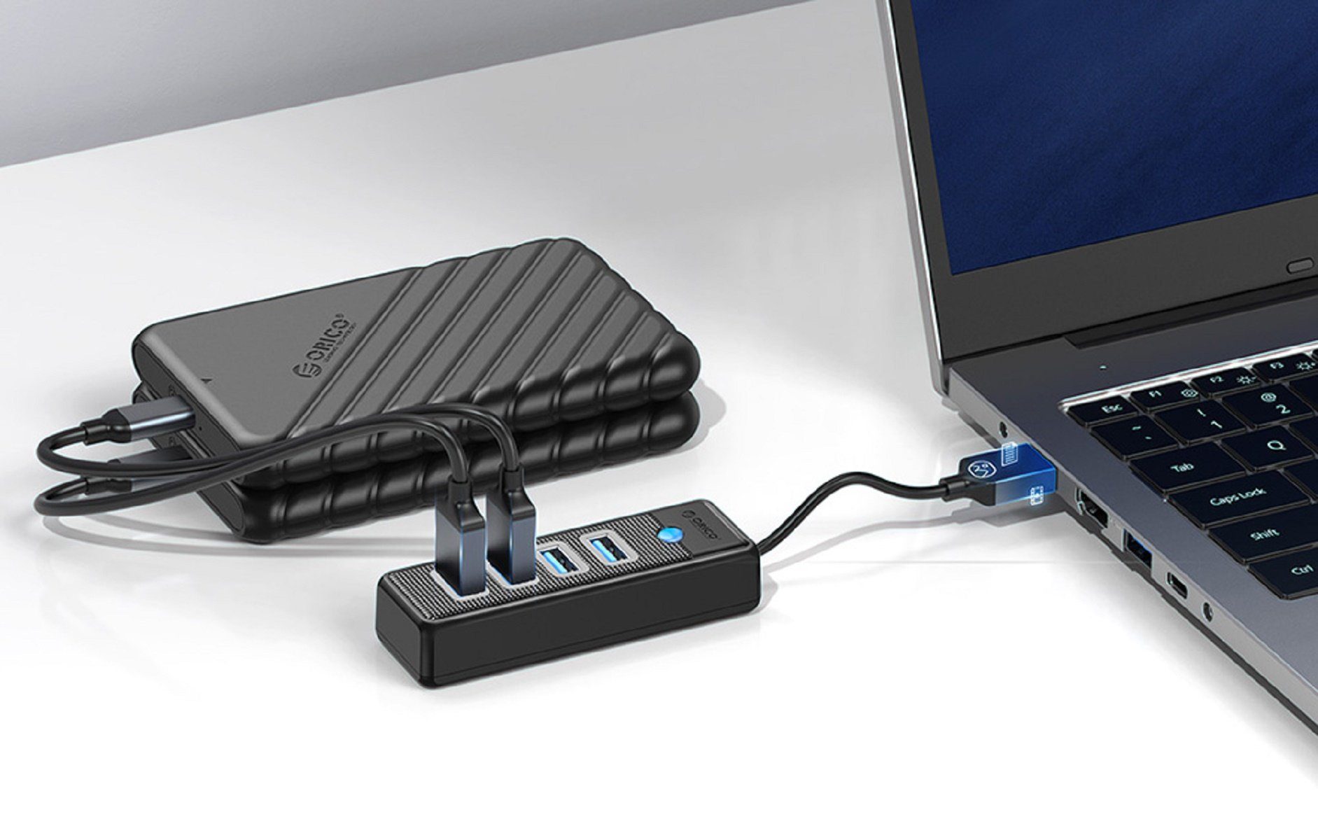ORICO USB-Verteiler Hub Adapter USB auf 4x USB 3.0, 5 Gbps, mit 4 USB 3.0-Anschlüssen