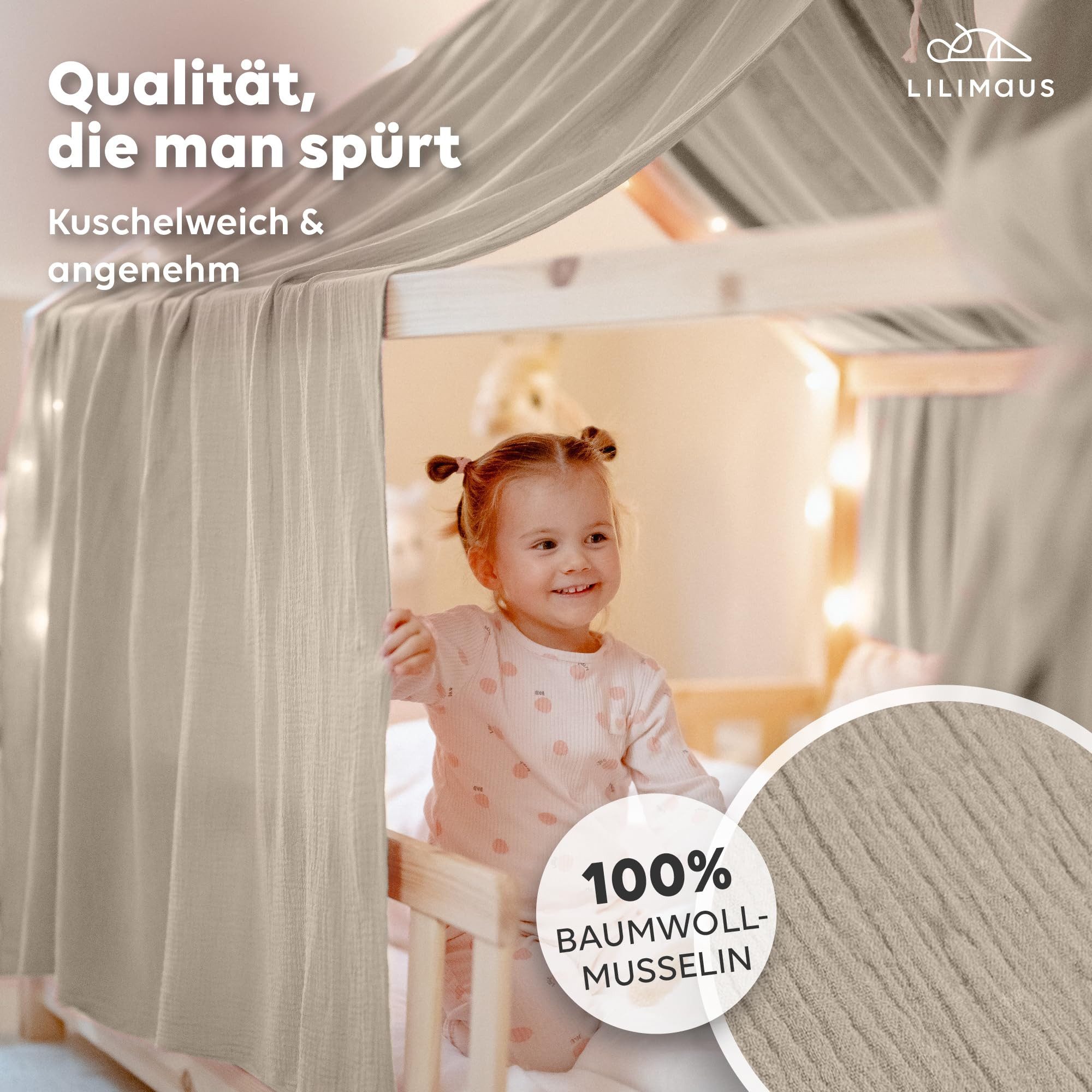 lilimaus Betthimmel Hausbetthimmel Baumwoll Musselin Betthimmel Kinder Haus günstig online kaufen