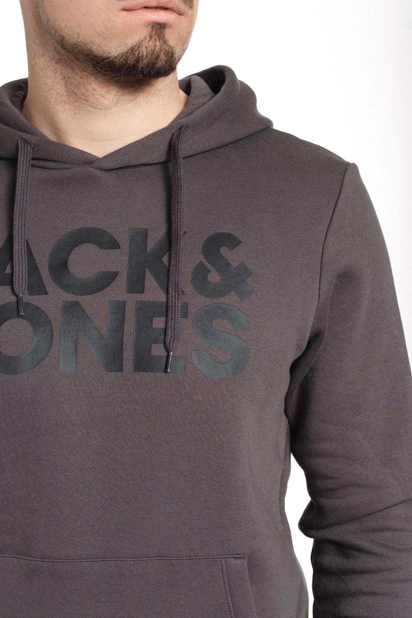 & Jack Kängurutasche Kapuzensweatshirt mit Asphalt-Black Jones