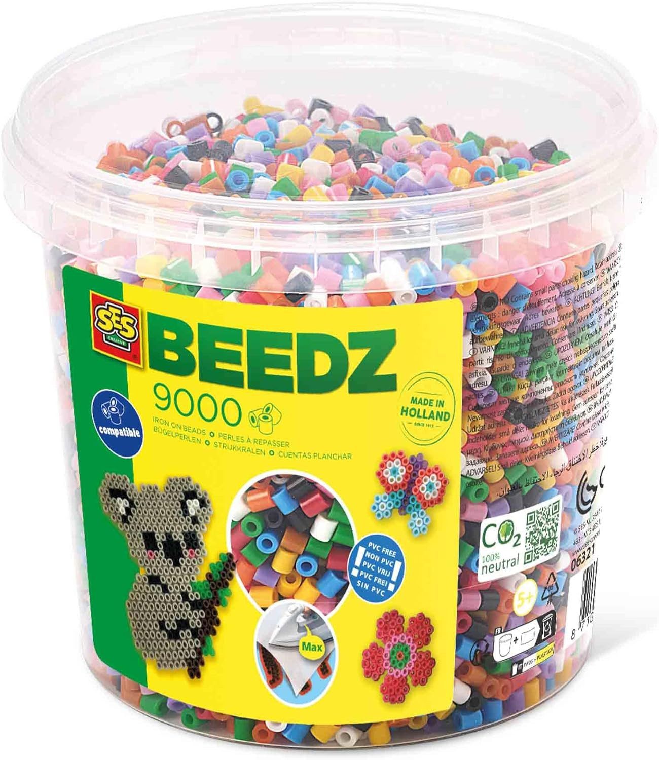 SES Creative Bügelperlen Bügelperlenmix 9000 Stück - Kreative Bastelperlen für Kinder