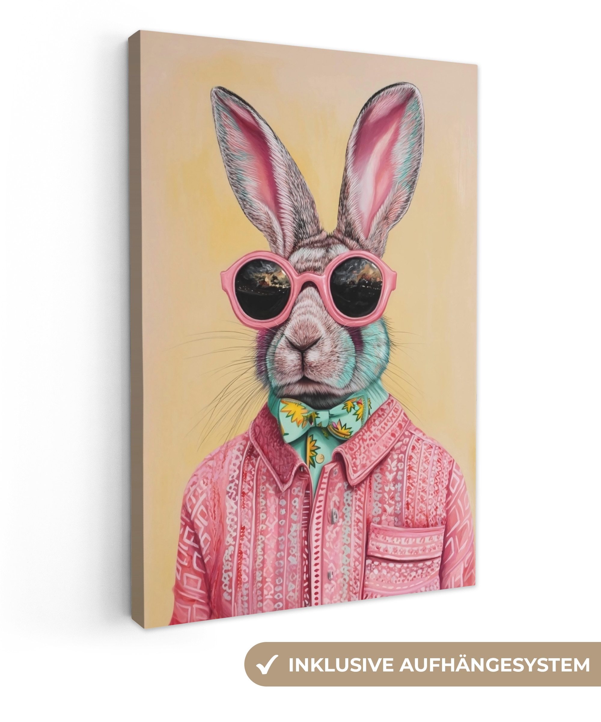 OneMillionCanvasses® Leinwandbild Grau - Kaninchen - Bluse - Fliege, Fotodr günstig online kaufen