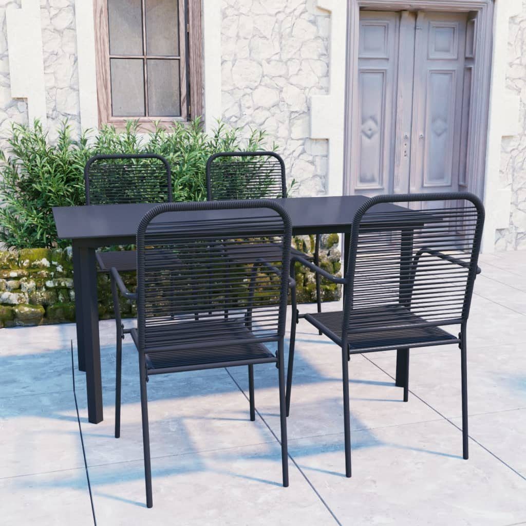 furnicato Garten-Essgruppe 150 x 80 x 74 cm Schwarz, (1-tlg), Comfortable Sitzgruppe mit abwischbarer Tischplatte für den Garten