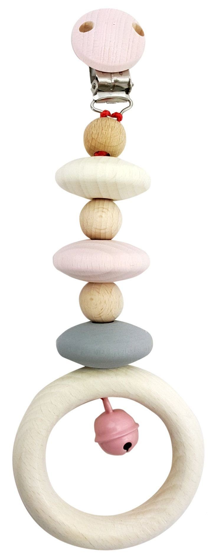 HESS SPIELZEUG Kinderwagenkette Babyspielzeug Wagenanhänger rosa natur BxLxH 70x35x200mm NEU