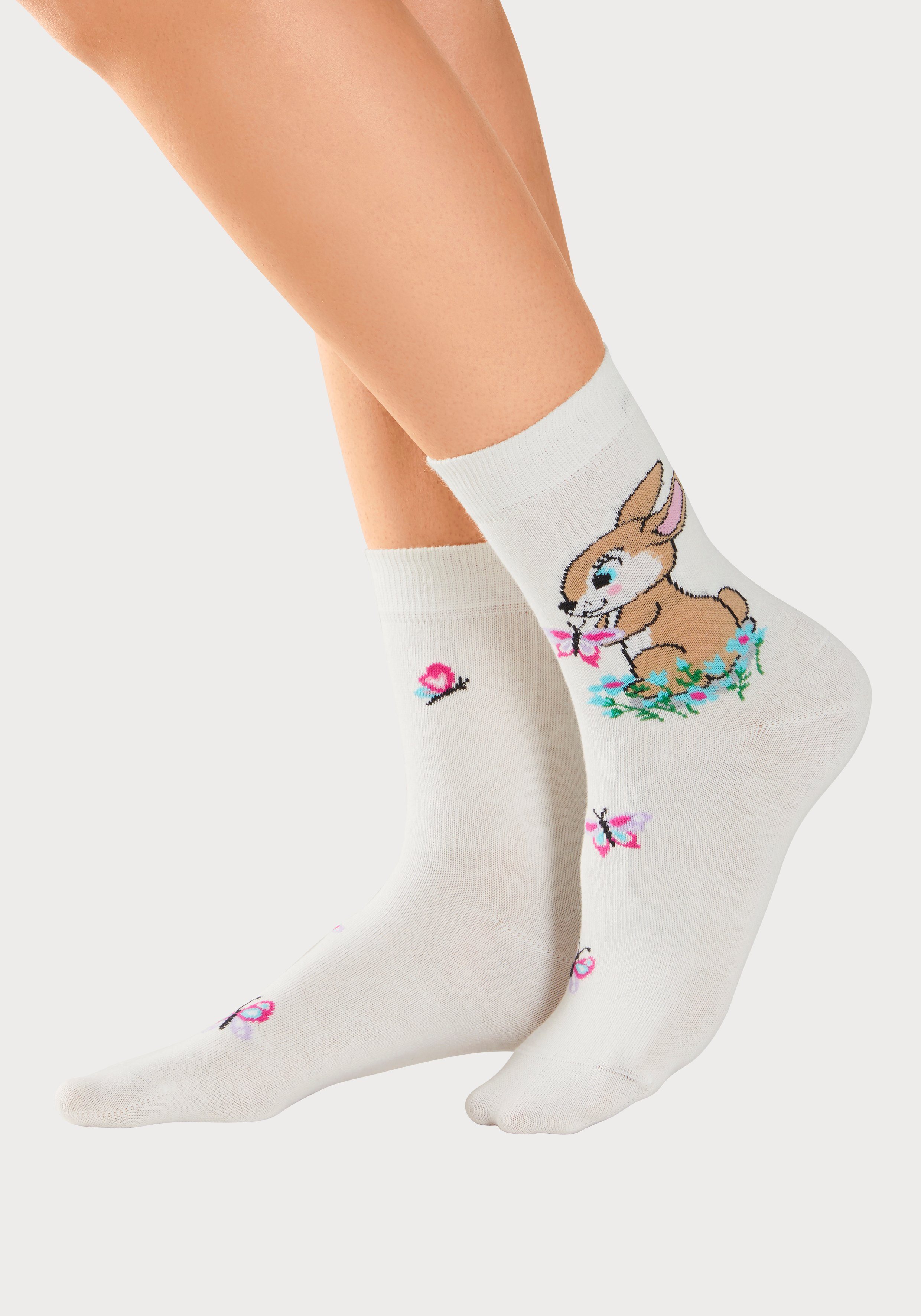 H.I.S Basicsocken Kinder Damen Socken Motivsocken (Packung, 5-Paar, Gr. 23-26 bis 39-42) mit Hasen Motiven – Bild 5 von 5