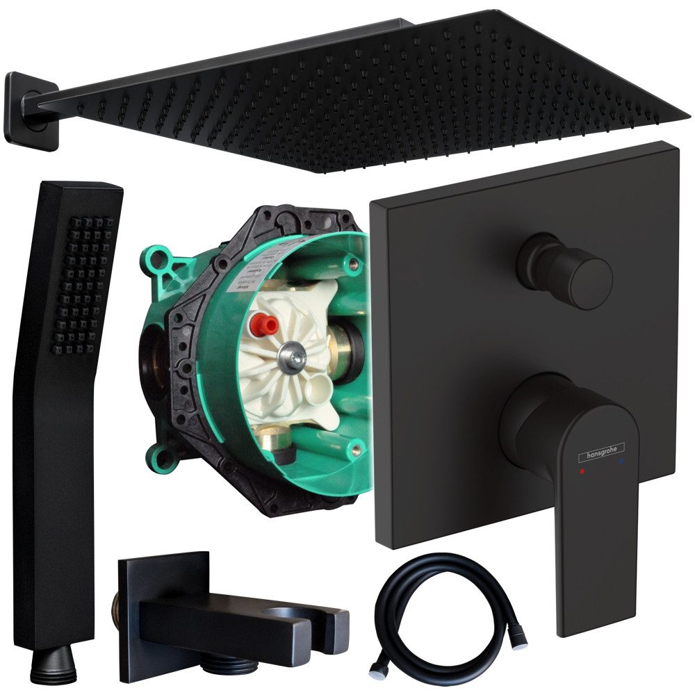 Hansgrohe und Jowi Duscharmatur Vernis Shape Unterputz Duscharmatur Schwarz [Gr. L/XXL] (Unterputz-Duschsystem, Regendusche) Mattschwarz