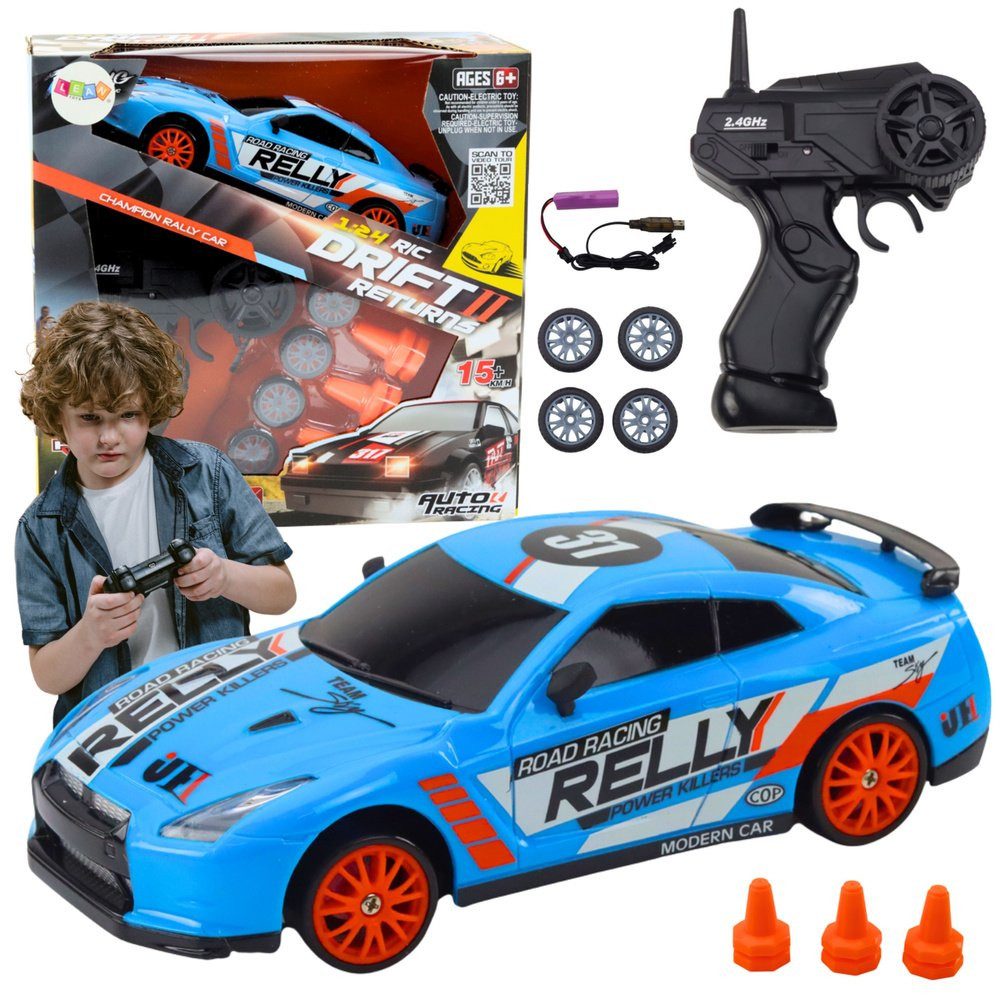 Wisam RC-Auto Ferngesteuerter Sportwagen R/C 1:24 Blaue austauschbare Räder
