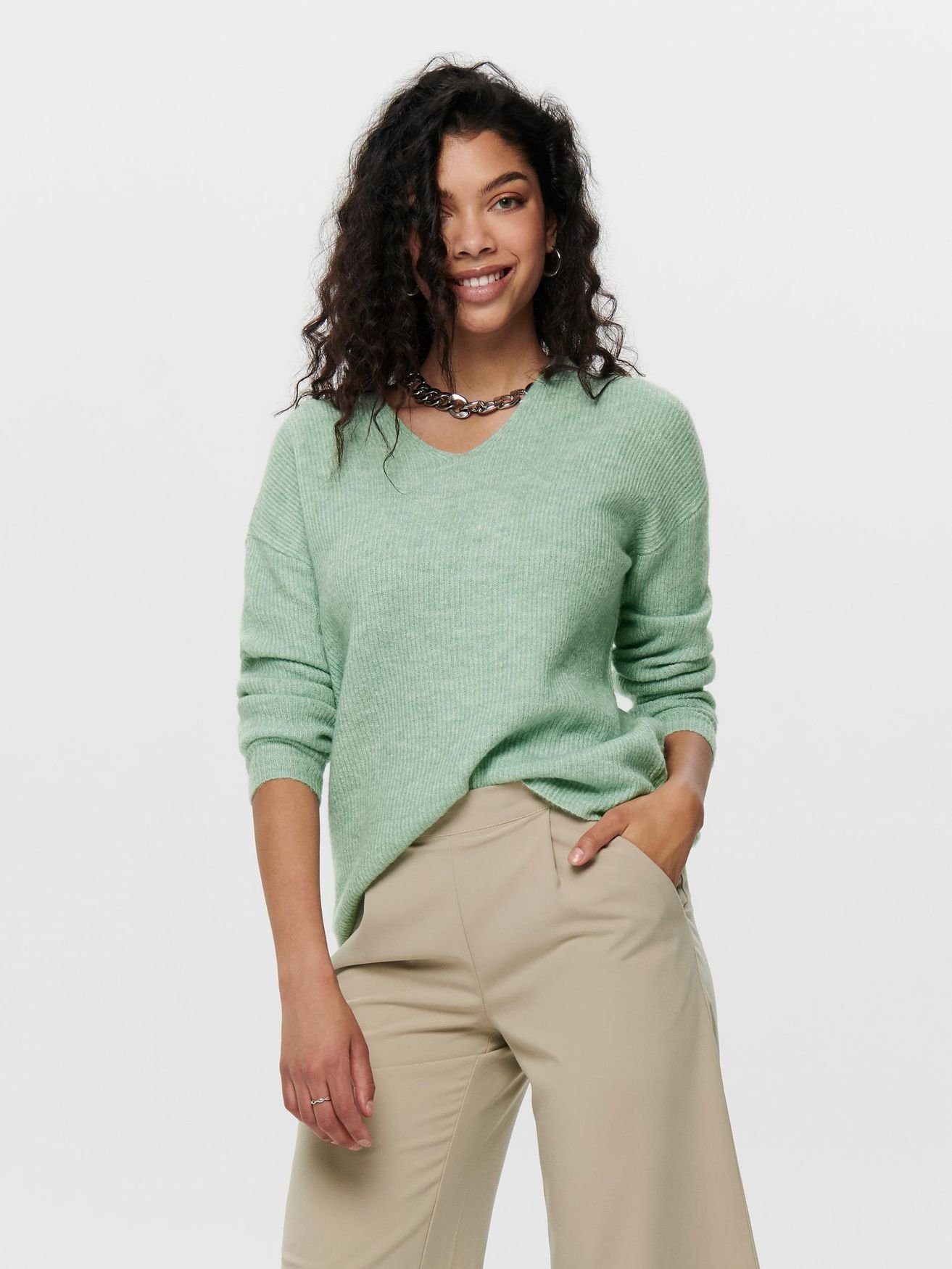 ONLY Strickpullover Warmer Strickpullover Stretch V-Ausschnitt günstig online kaufen