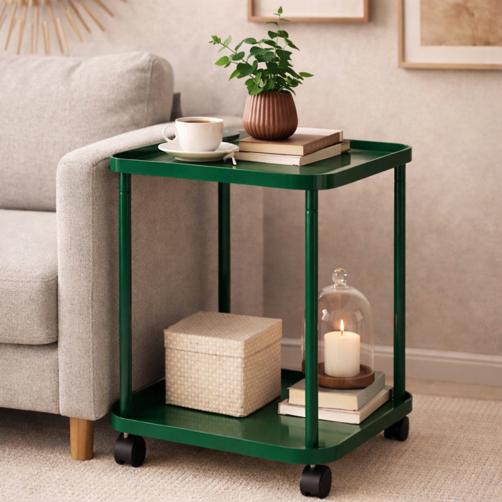 Koopman Beistelltisch Sofatisch Kaffeetisch Rolltisch 49x38x38cm Rollen Met günstig online kaufen