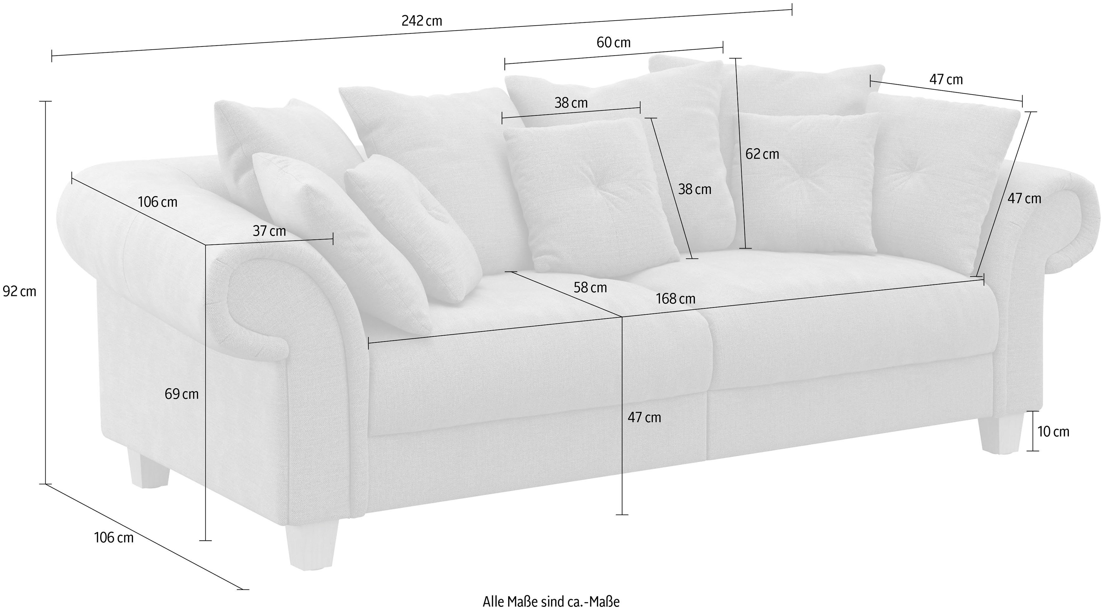 Big-Sofa Sitzkomfort viele kuschelige Megasofa, Queenie Home mit Teile, und Design, weichem zeitlosem Kissen affaire 2