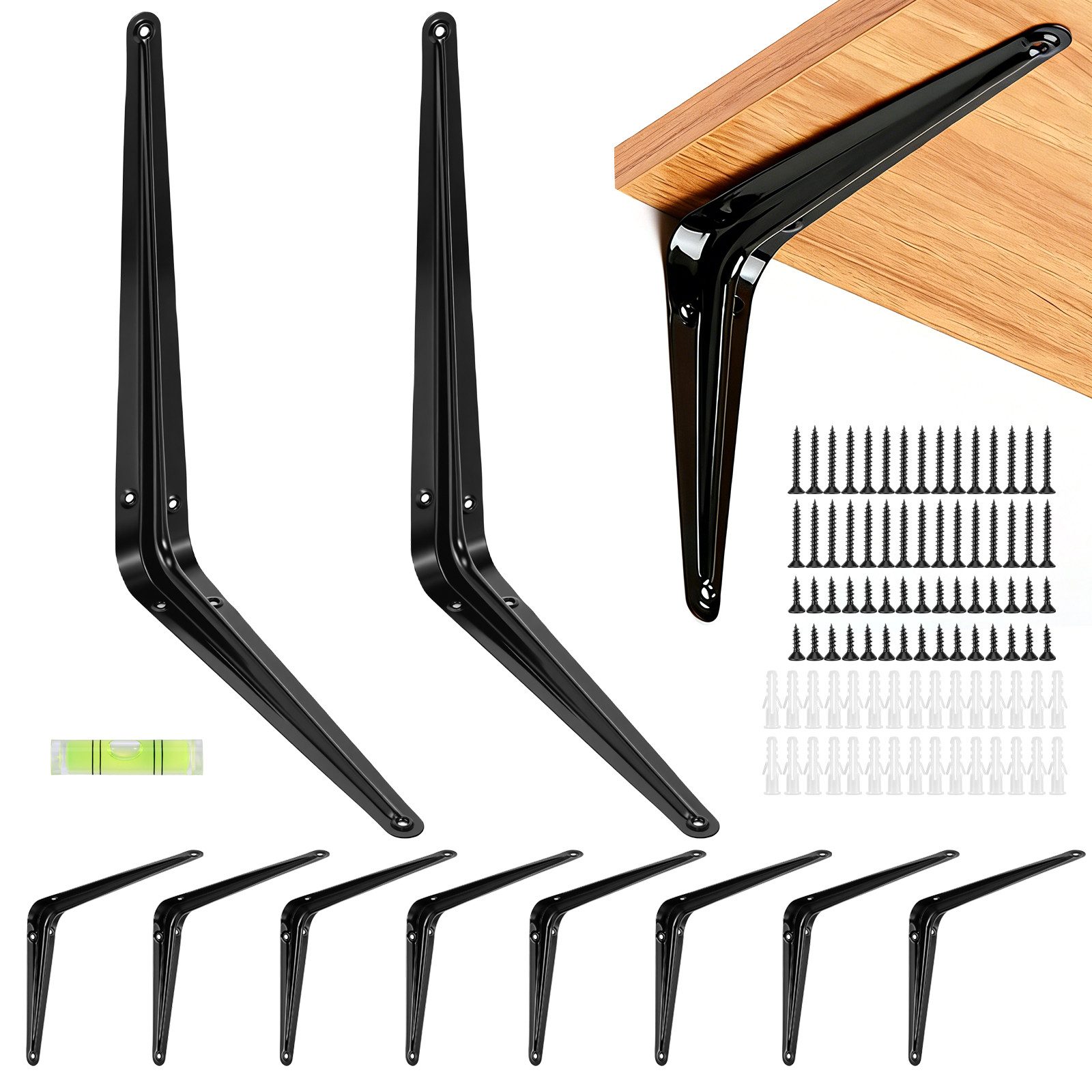 BlingBin Wandregalhalter Regalhalterungen, Schwerlast Regalträger Metall schwebend, 1er Set 10-tlg., schwimmende Regal L-Halterung, Metall Regal Klammern für Wand