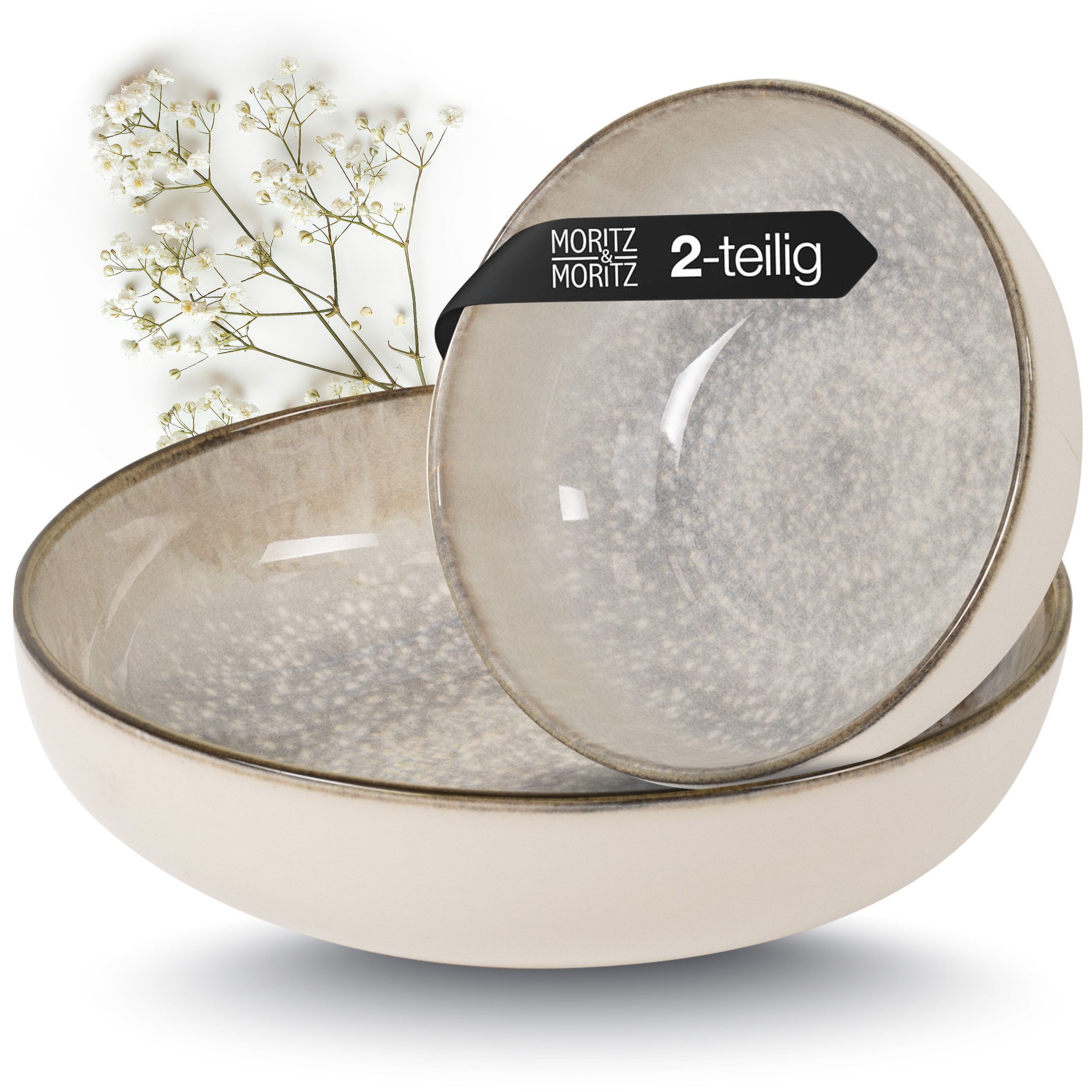 Moritz & Moritz Servierschüssel BLOSSOM Servierschüsseln 2er Set, Porzellan, (Set, 2-tlg), Hochwertiges Porzellan, Spülmaschinengeeignet