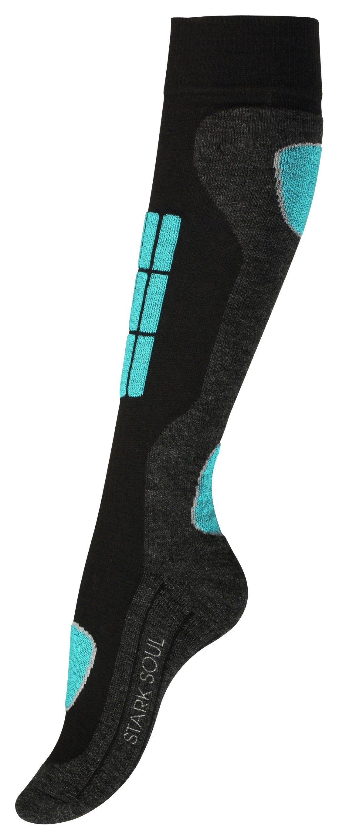 Stark Soul® Skisocken 2 Socken & und Spezial Knöchel Belastungszonen, an 2er-Pack, Spann, den -Polsterungen Spezialpolsterung, Ski Paar Wintersport Pink/Turquoise dickes flache Dehnungszonen Proteegewebe Socken, Nähte, mit an Snowboard