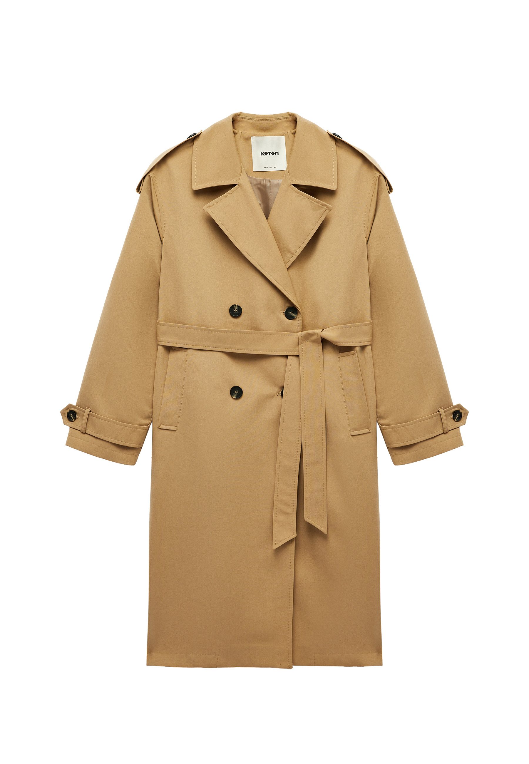 Koton Trenchcoat Koton Zweireihiger Trenchcoat Oversize Gürtel