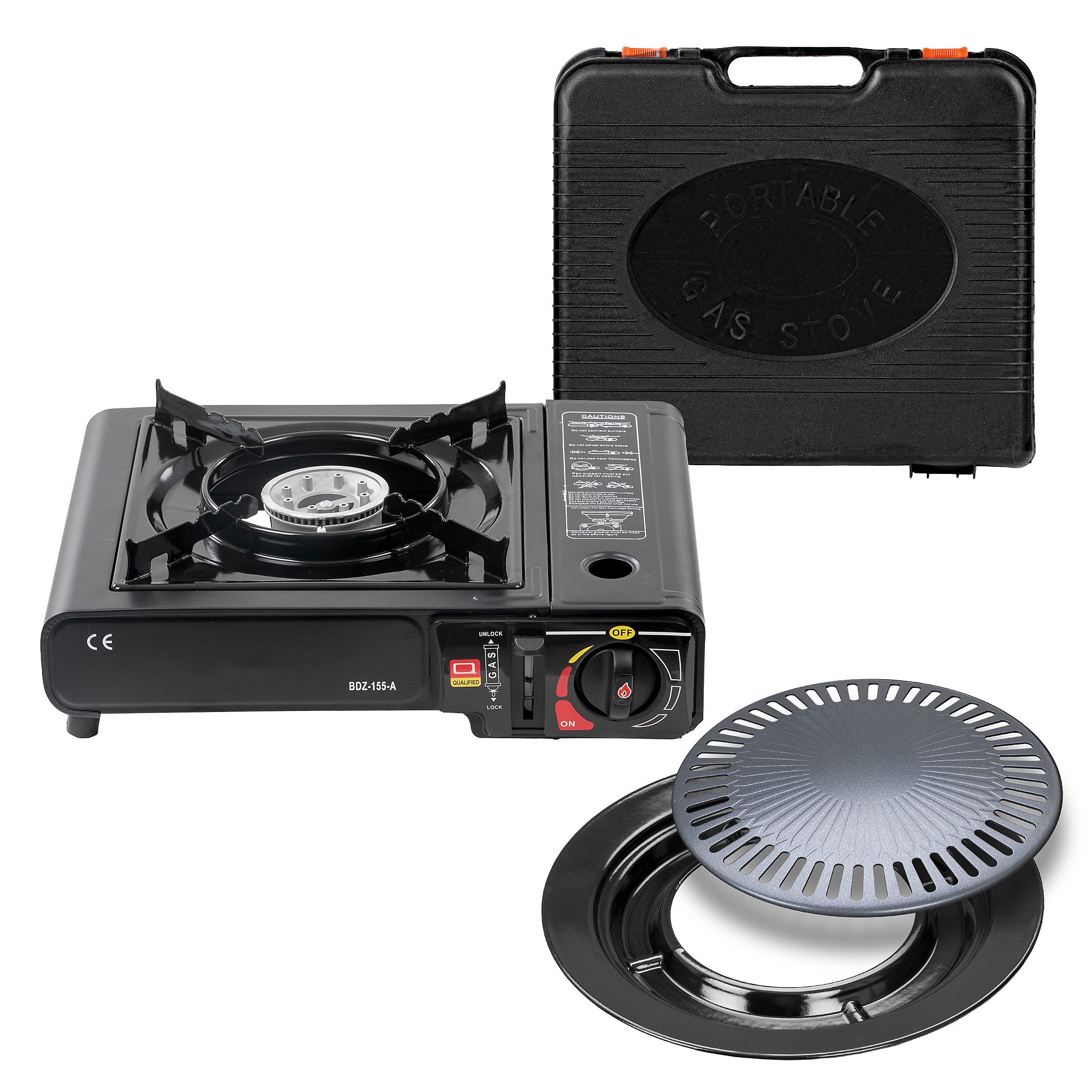 Camping-Gasgrill 1 flammig Gaskocher + Grillplatte + Koffer Campingkocher Kocher Gas