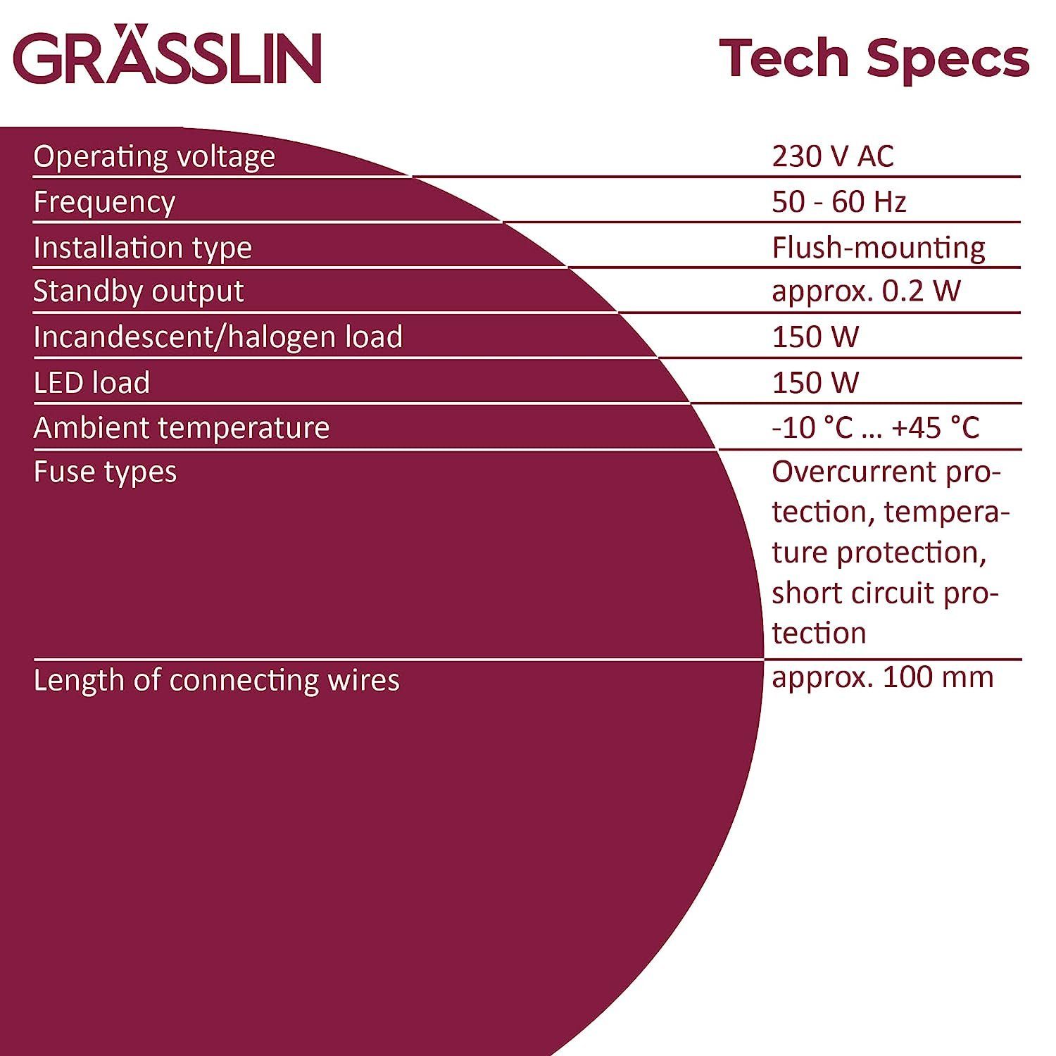 Grässlin Drehdimmer trim 100, UP-Dimmer I mit Memory Funktion I automatische Lastenerkennung